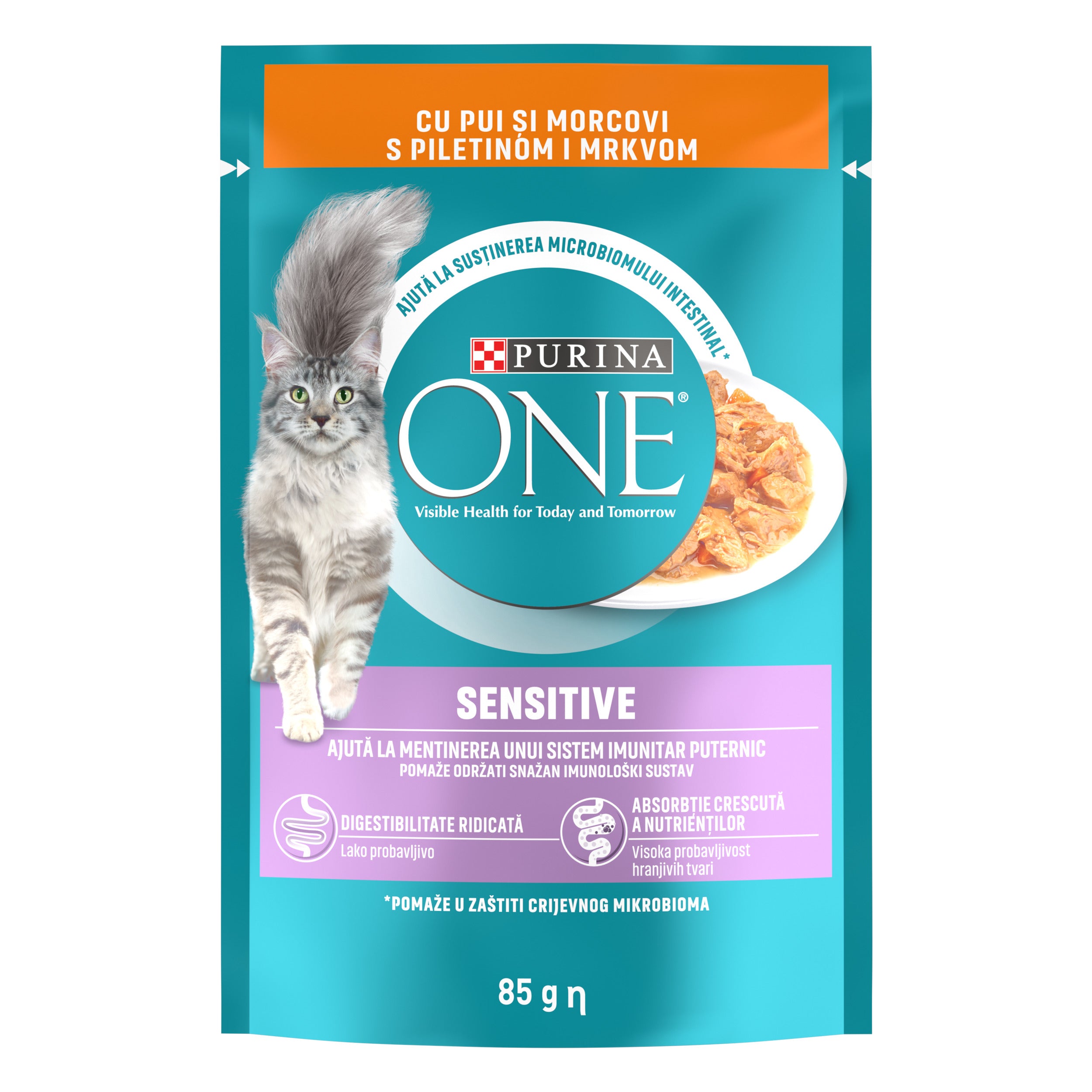 PURINA ONE® SENSITIVE cu Pui & Morcov – 85g
