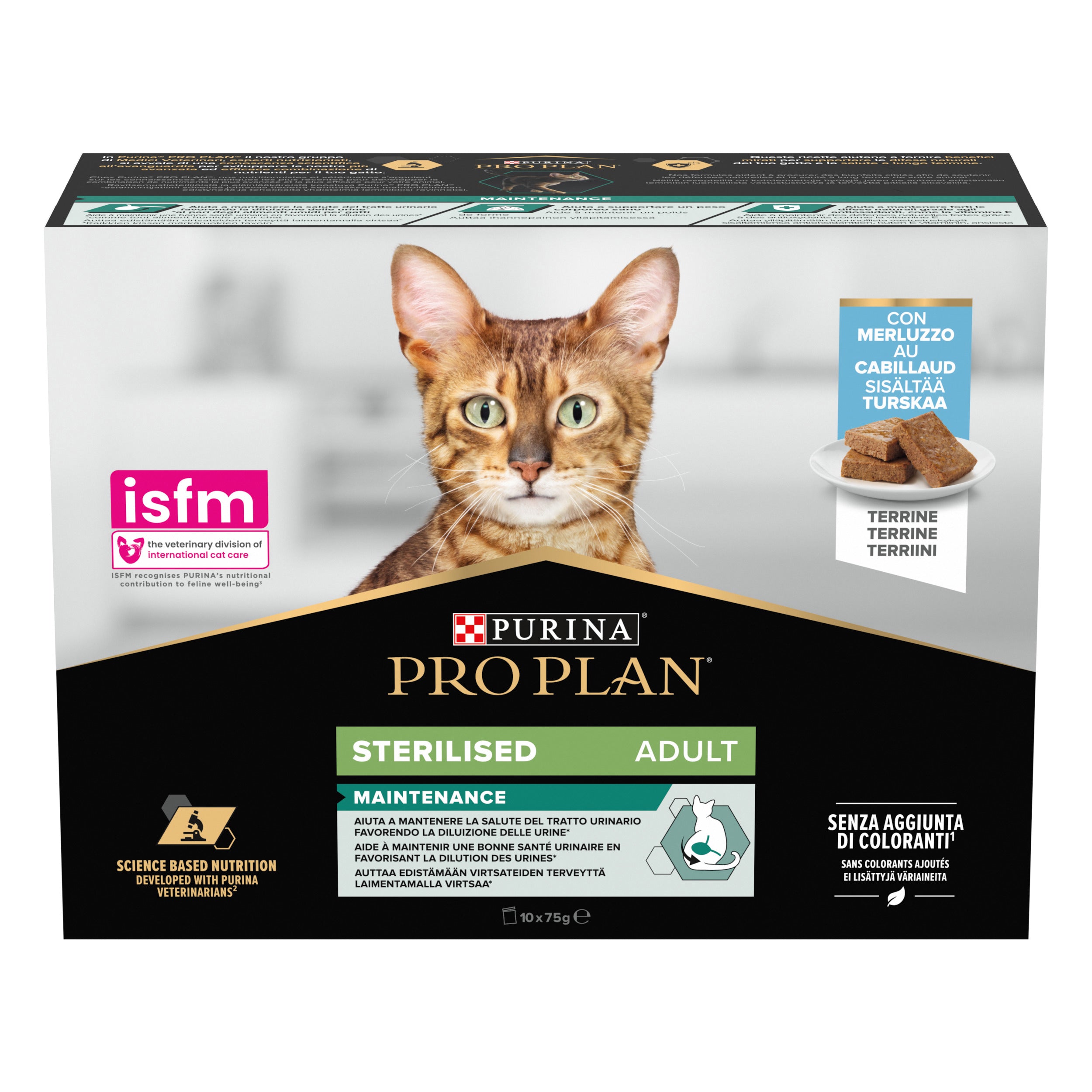 PRO PLAN® Sterilised Maintenance, Terină cu Cod, 10 x 75g