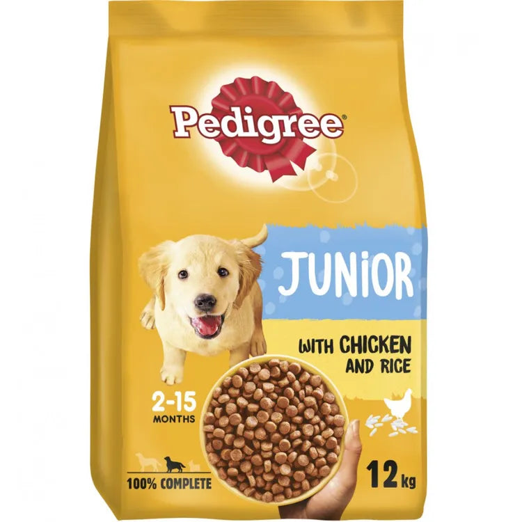 Pedigree Junior Medium cu Pui & Orez 12 kg
