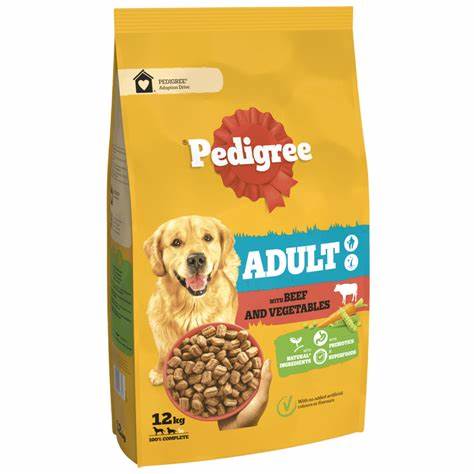 Pedigree Hrană Uscată Câini Adulți – Vită & Legume 12 kg