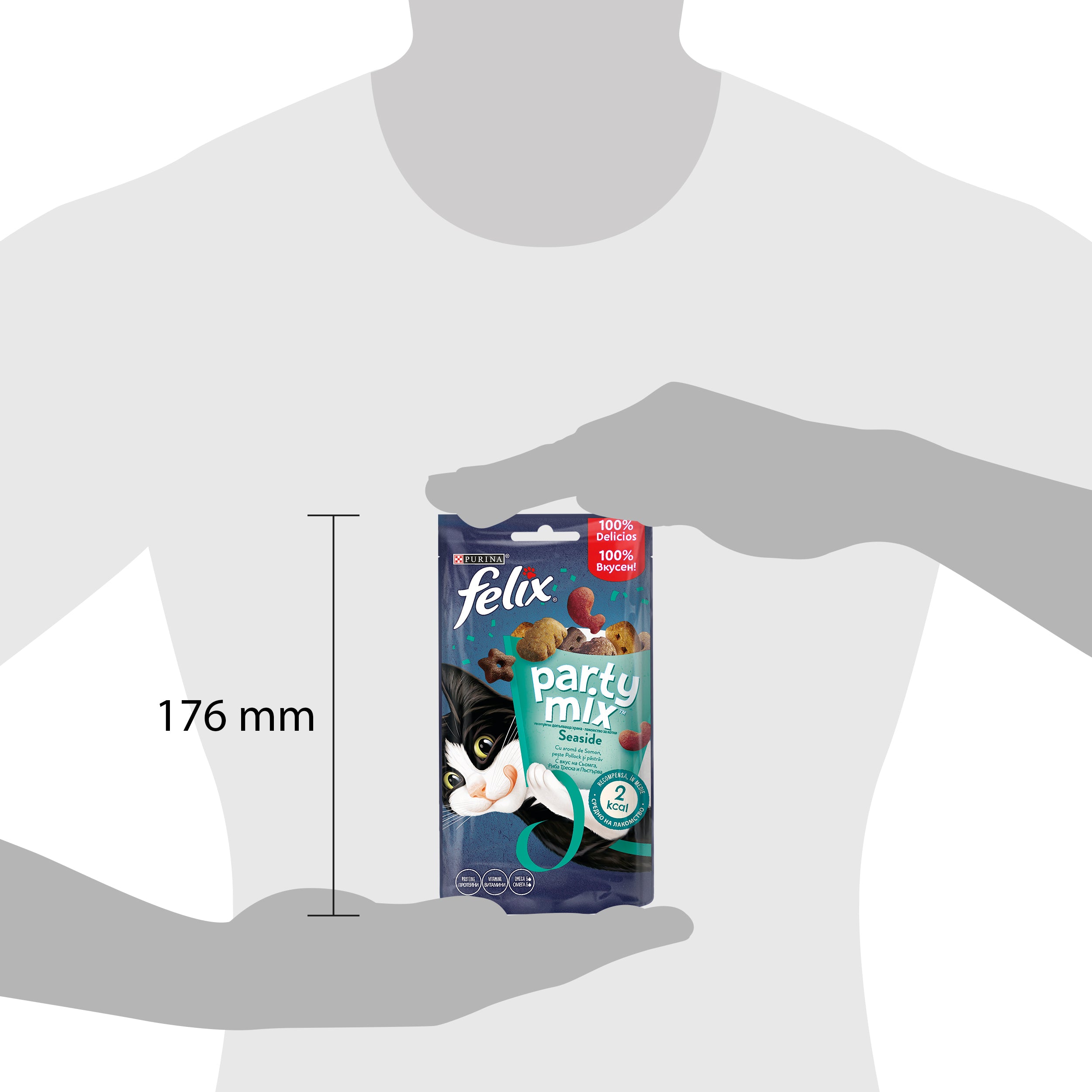 Felix Party Mix Seaside – Recompense pentru pisici cu Somon, Pește Pollock și Păstrăv (60g)