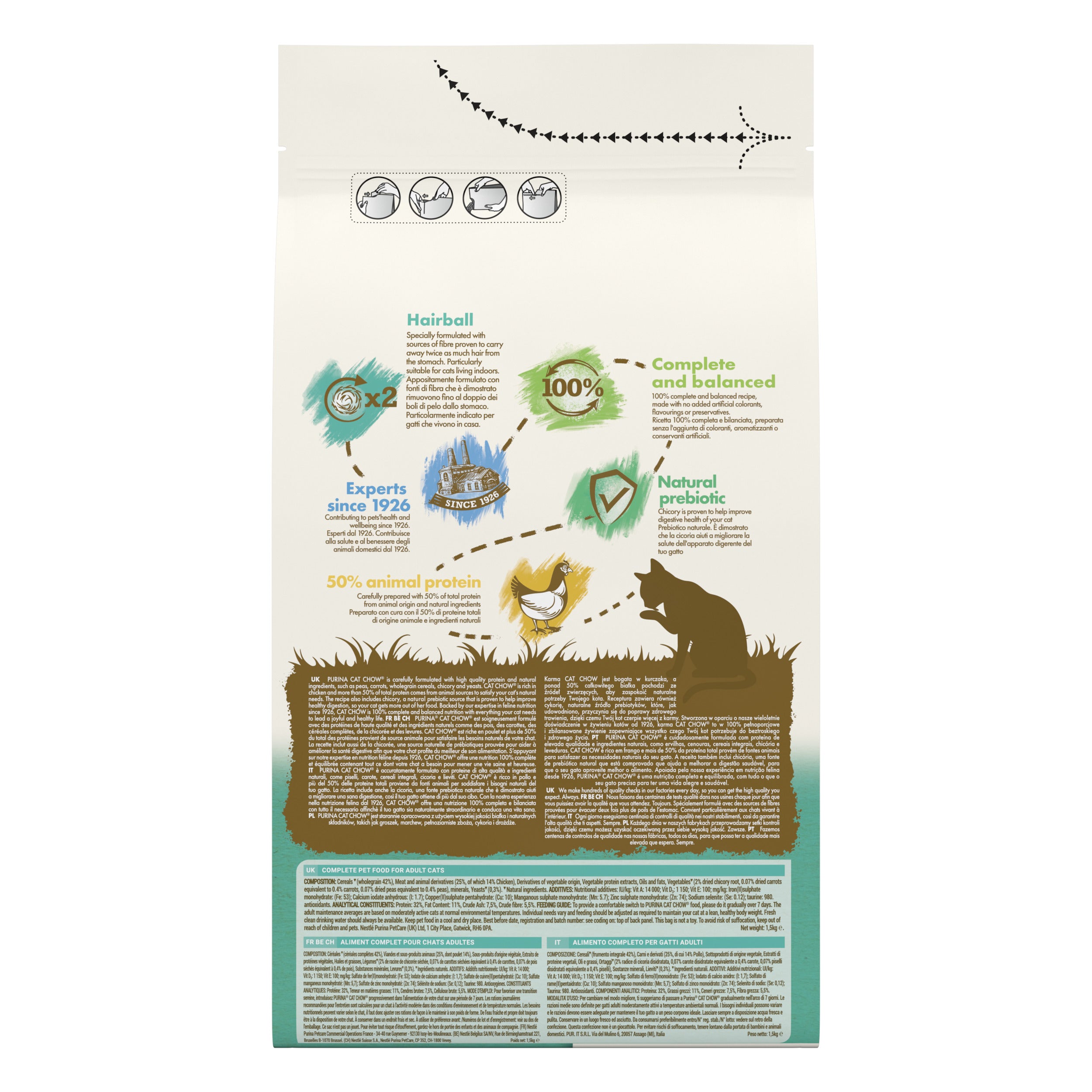 Purina Cat Chow Hairball Control cu Pui