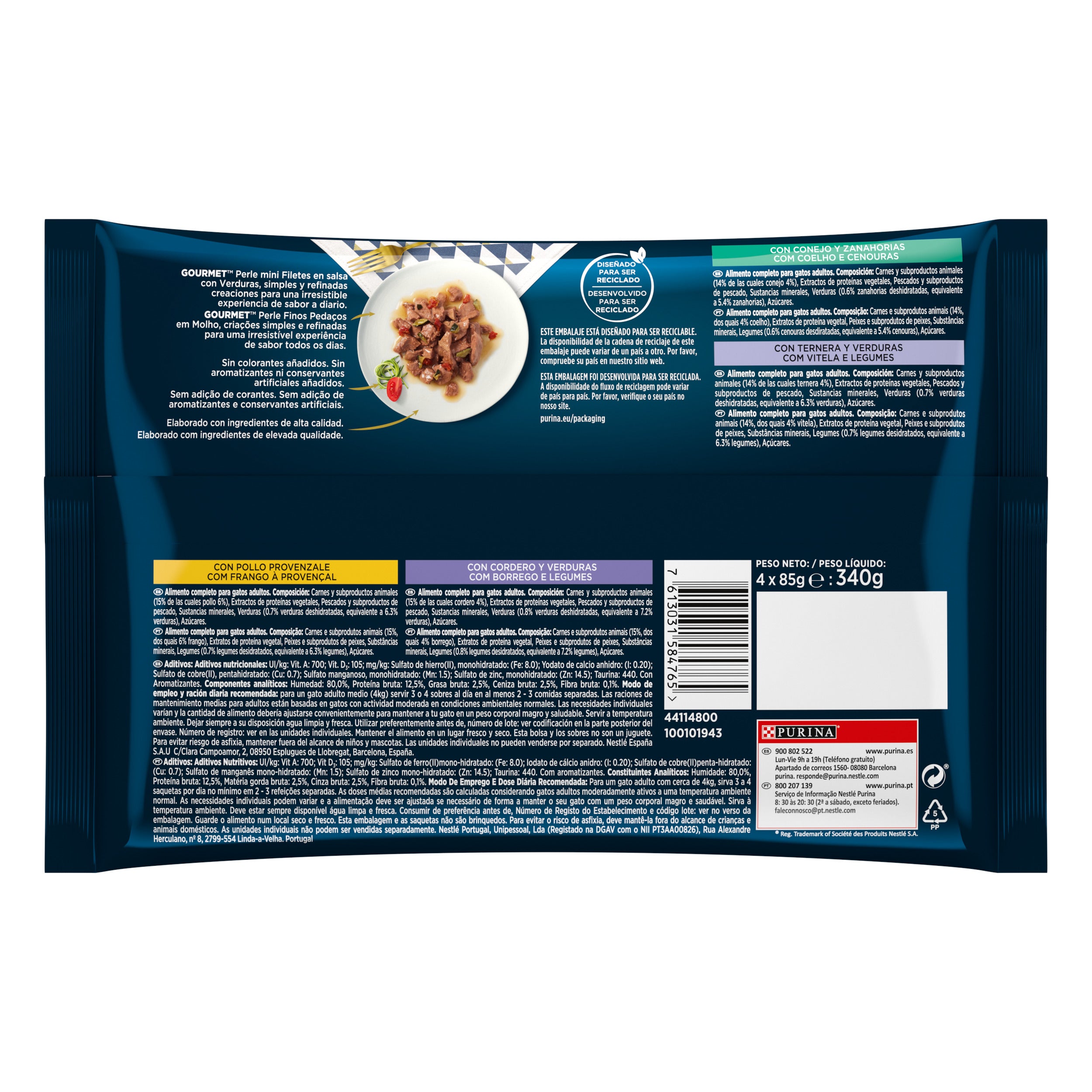 Gourmet Perle – Mini Fileuri cu Carne & Legume (4x85g)