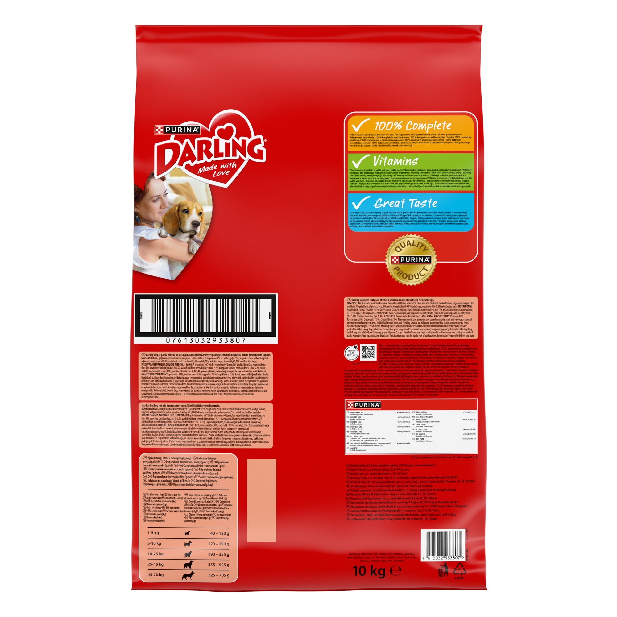 Purina Darling Adult cu Pui, Vită și Legume – Hrană uscată pentru câini