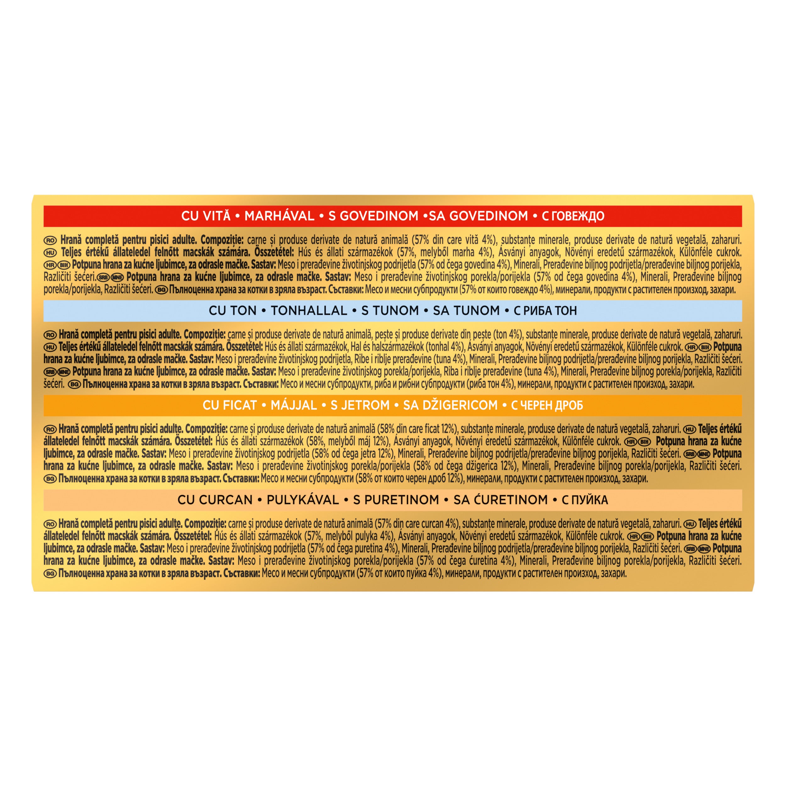 GOURMET® Gold Mousse – Vită, Ton, Ficat, Curcan (4x85g)