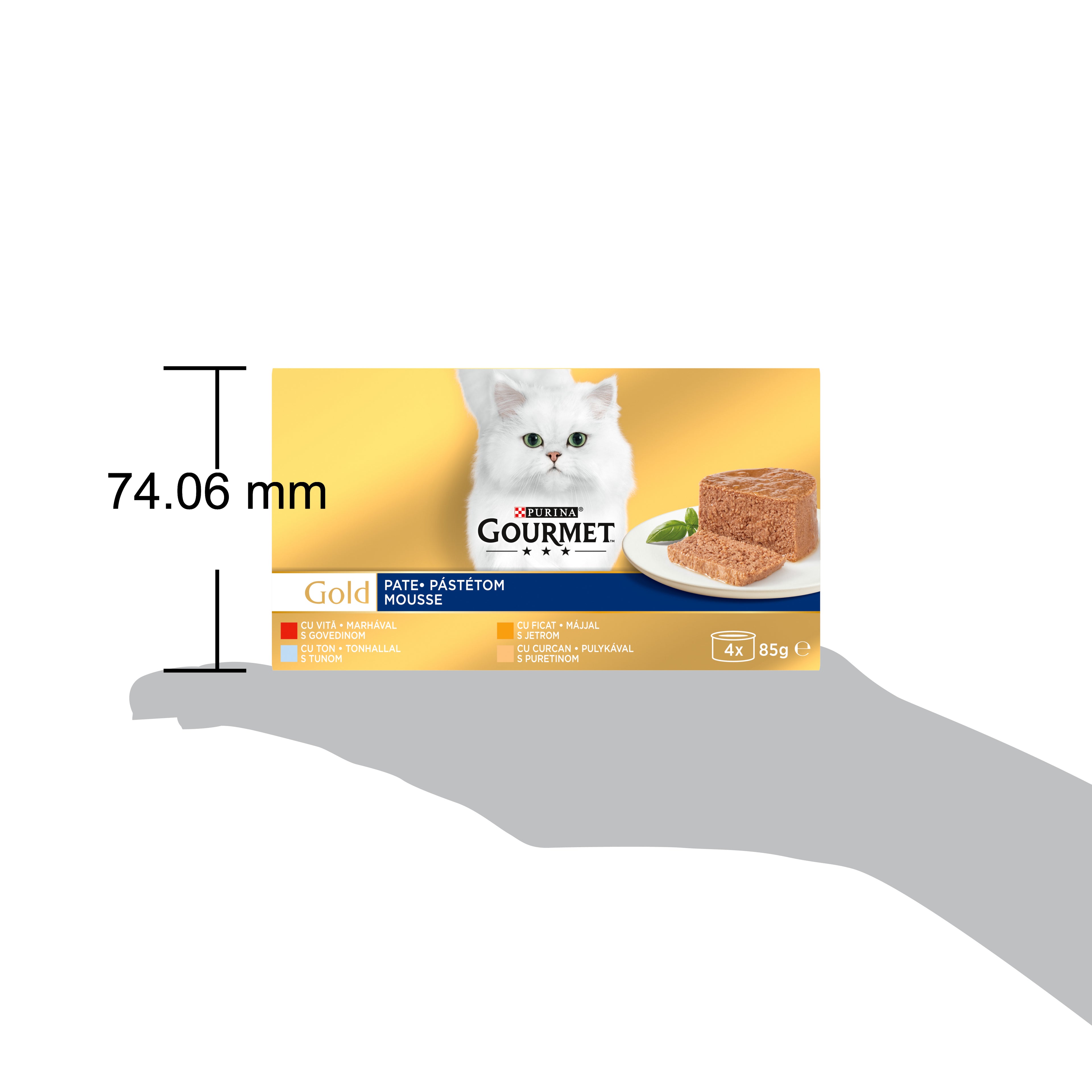 GOURMET® Gold Mousse – Vită, Ton, Ficat, Curcan (4x85g)