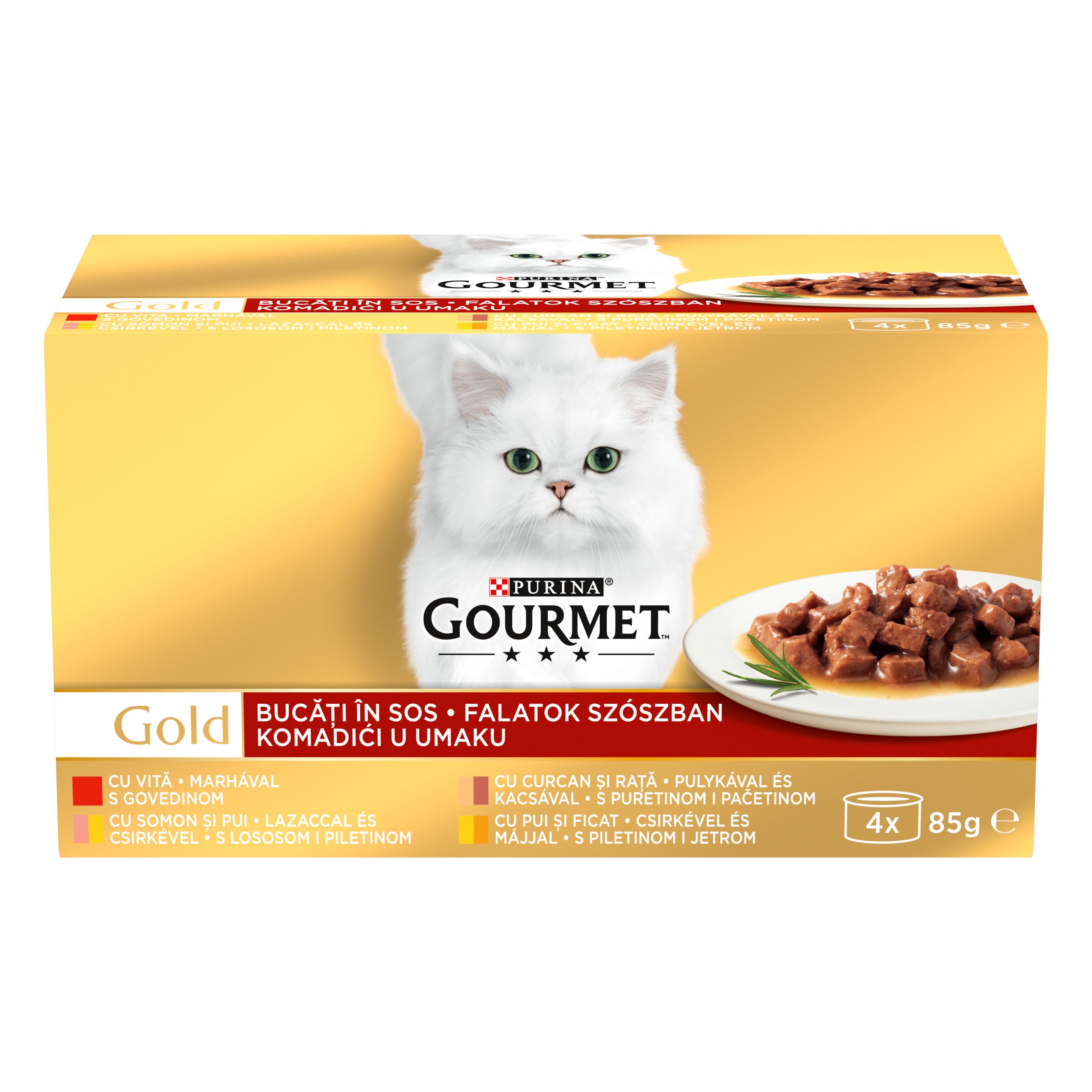 GOURMET® Gold Bucăți în Sos – Mix Delicii (4x85g)
