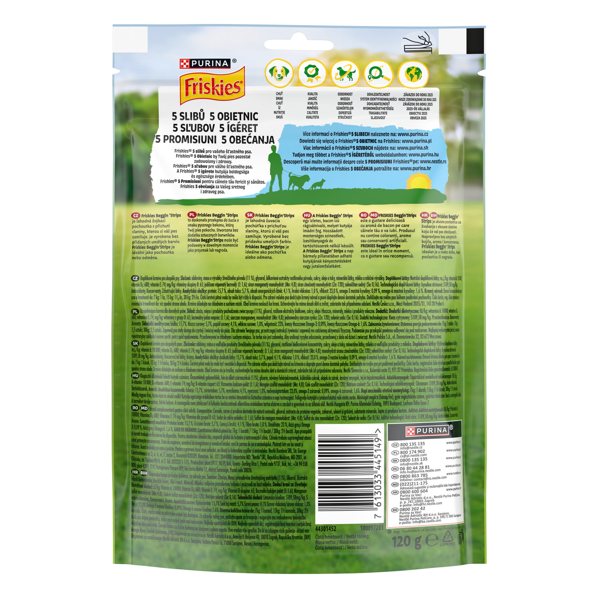 Friskies Dental Fresh – Recompense pentru igiena orală câini mici (110 g) (CopiaFriskies Beggin' Strips cu Vită – Recompense pentru câini (120 g)