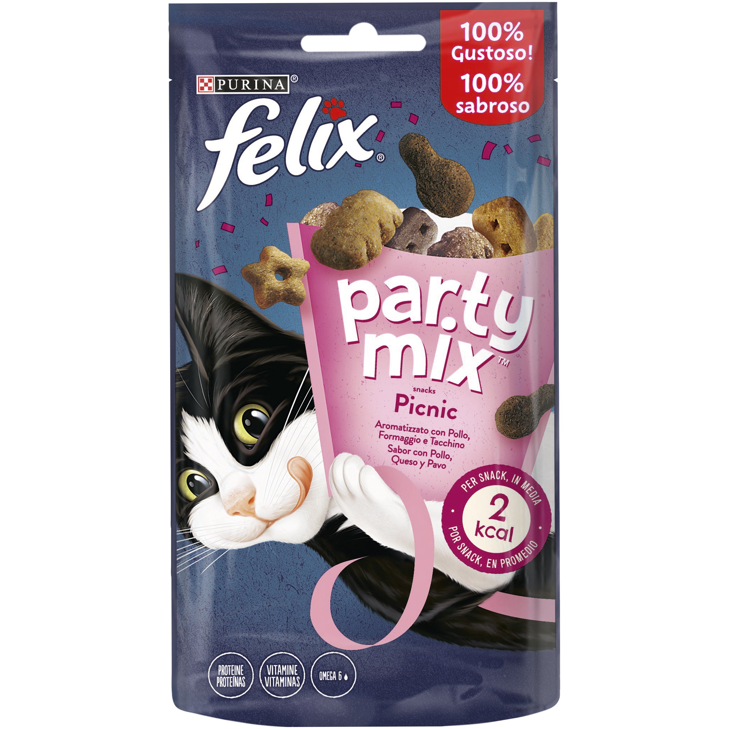 Felix Party Mix Picnic – Recompense cu Pui, Curcan și Brânză (60g)