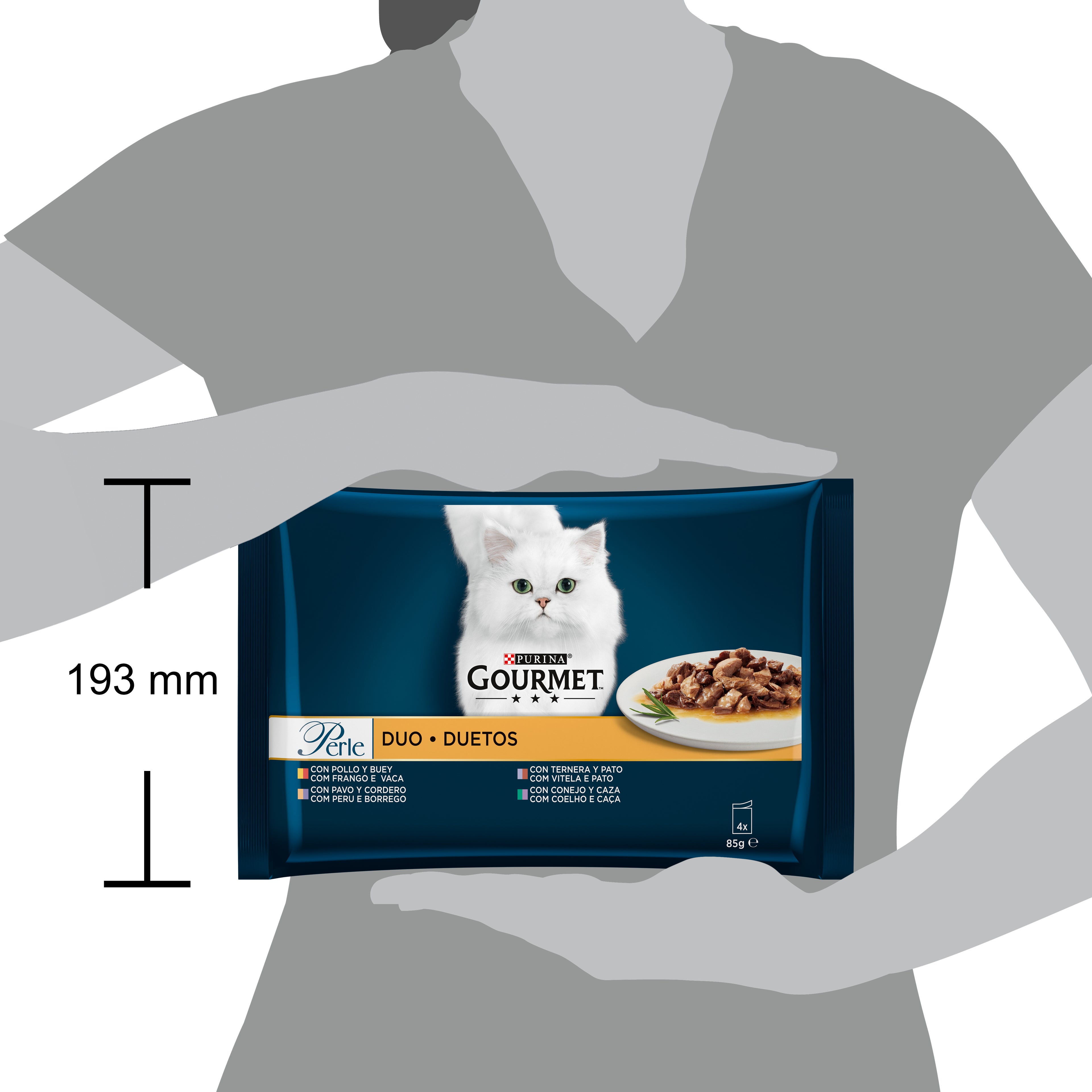 Gourmet Perle – Mini Fileuri cu Pui & Vită, Curcan & Miel, Vițel & Rață, Iepure & Vânat (4x85g)