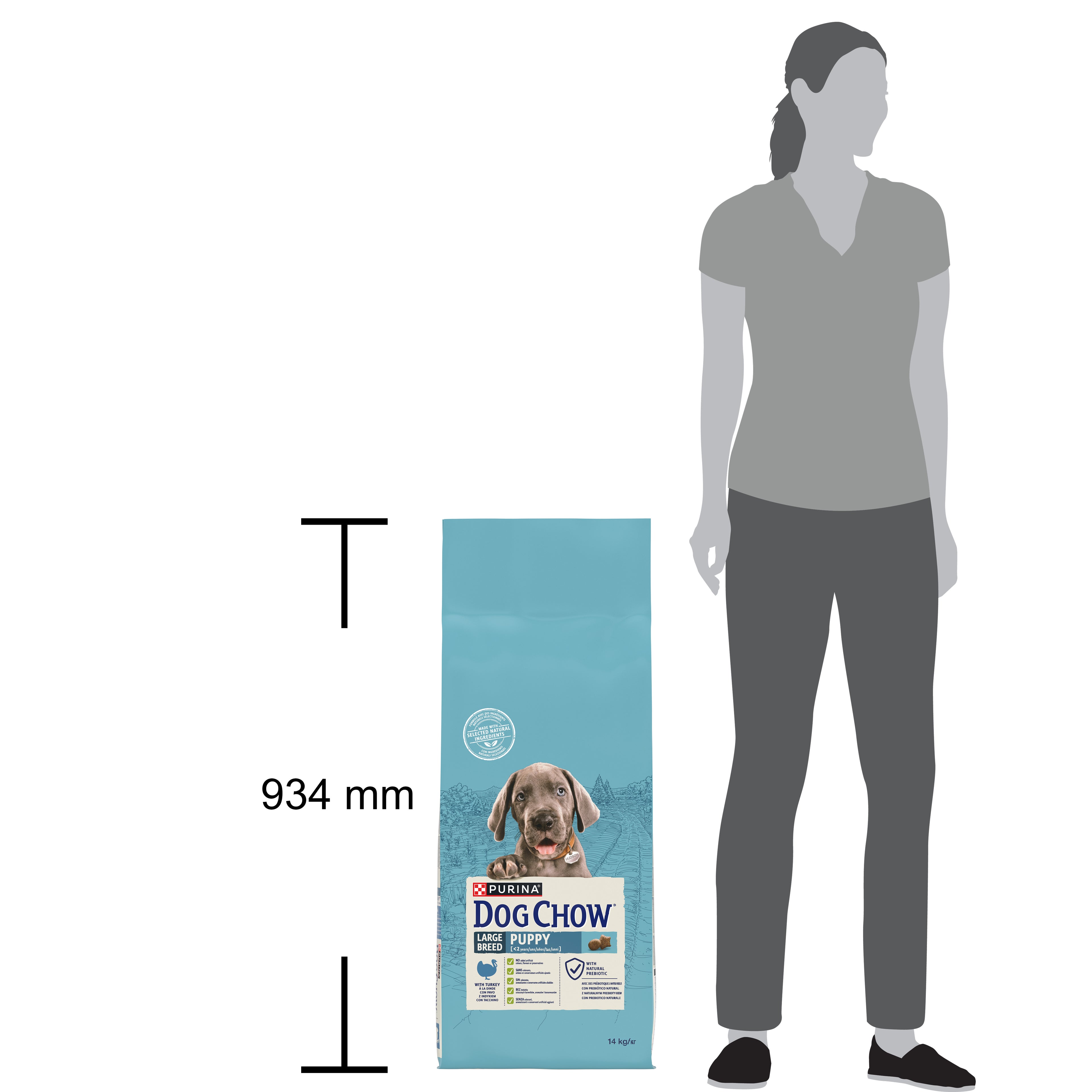 Purina Dog Chow Puppy Talie Mare cu Curcan 14kg
