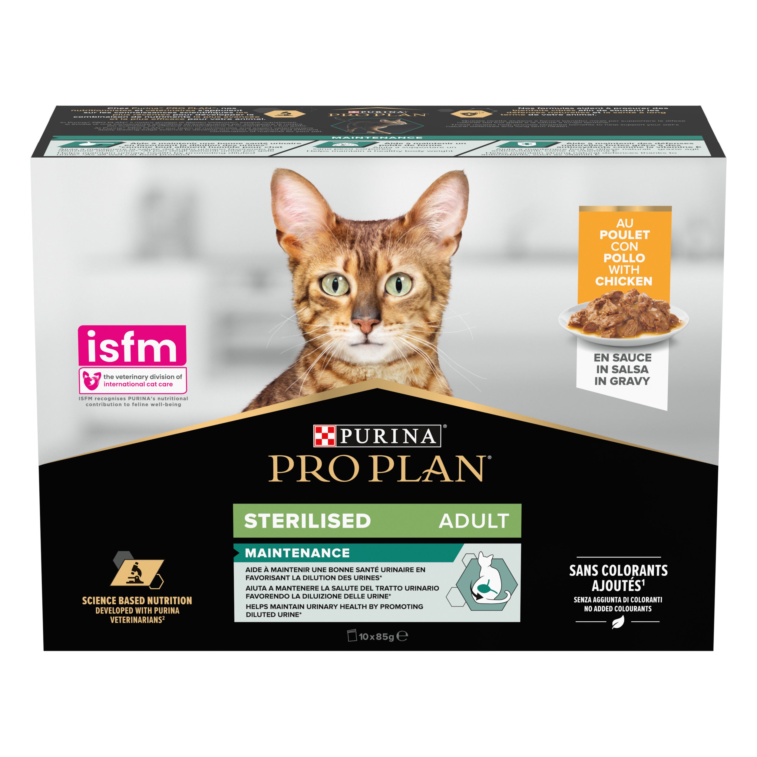 PRO PLAN® Sterilised Maintenance cu Pui în Sos 10x85g