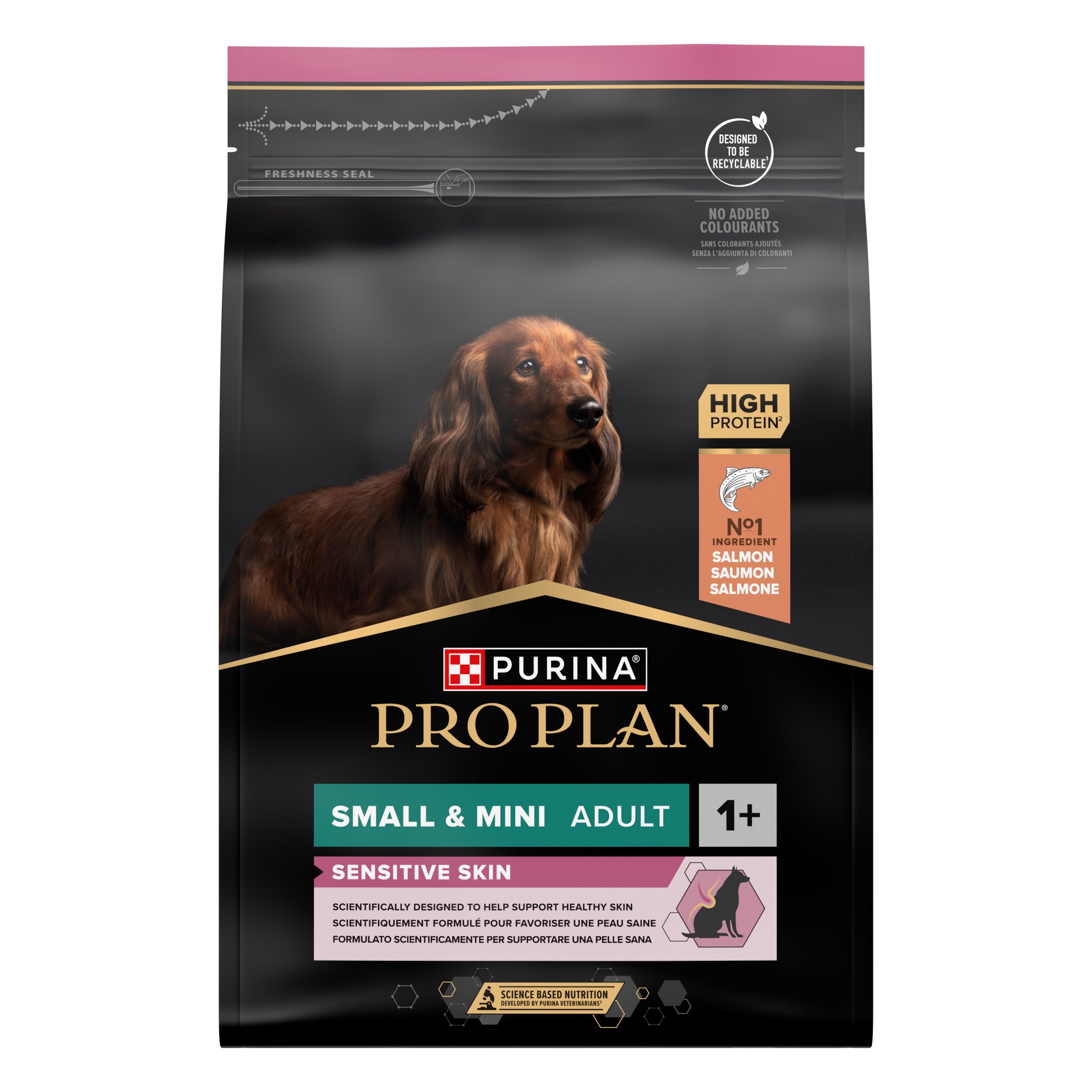 PRO PLAN® Sensitive Skin cu Somon, Talie Mică și Foarte Mică