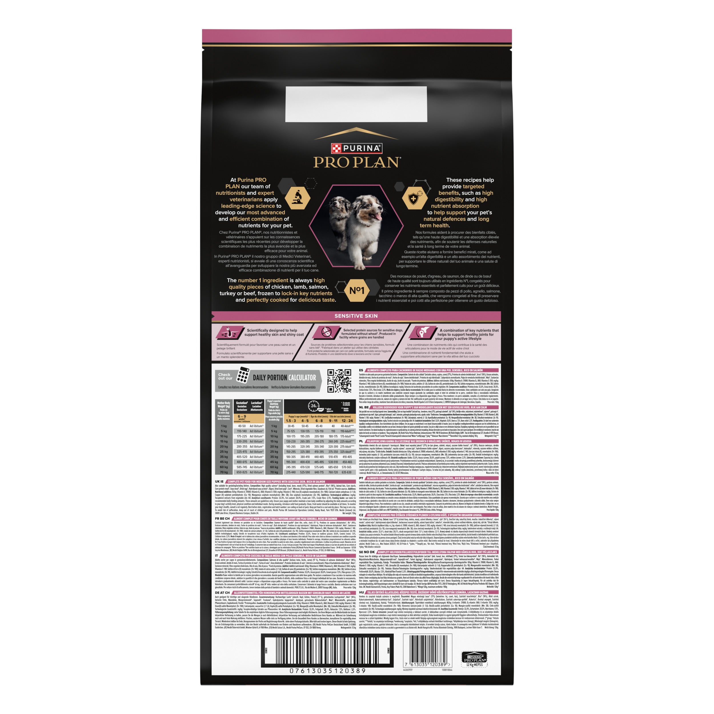 PRO PLAN® Sensitive Skin Junior cu Somon, Talie Medie