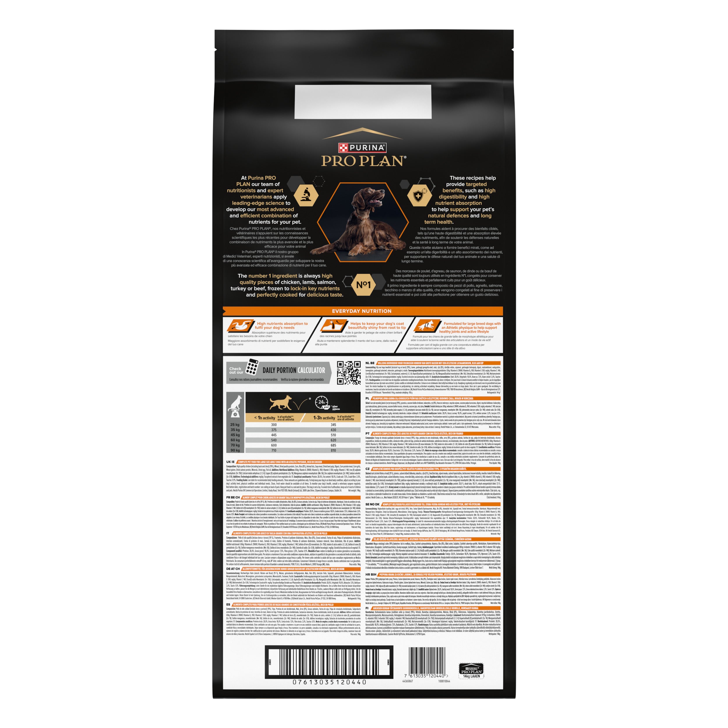PRO PLAN® Everyday Nutrition cu Pui, Talie Mare Atletică 14kg