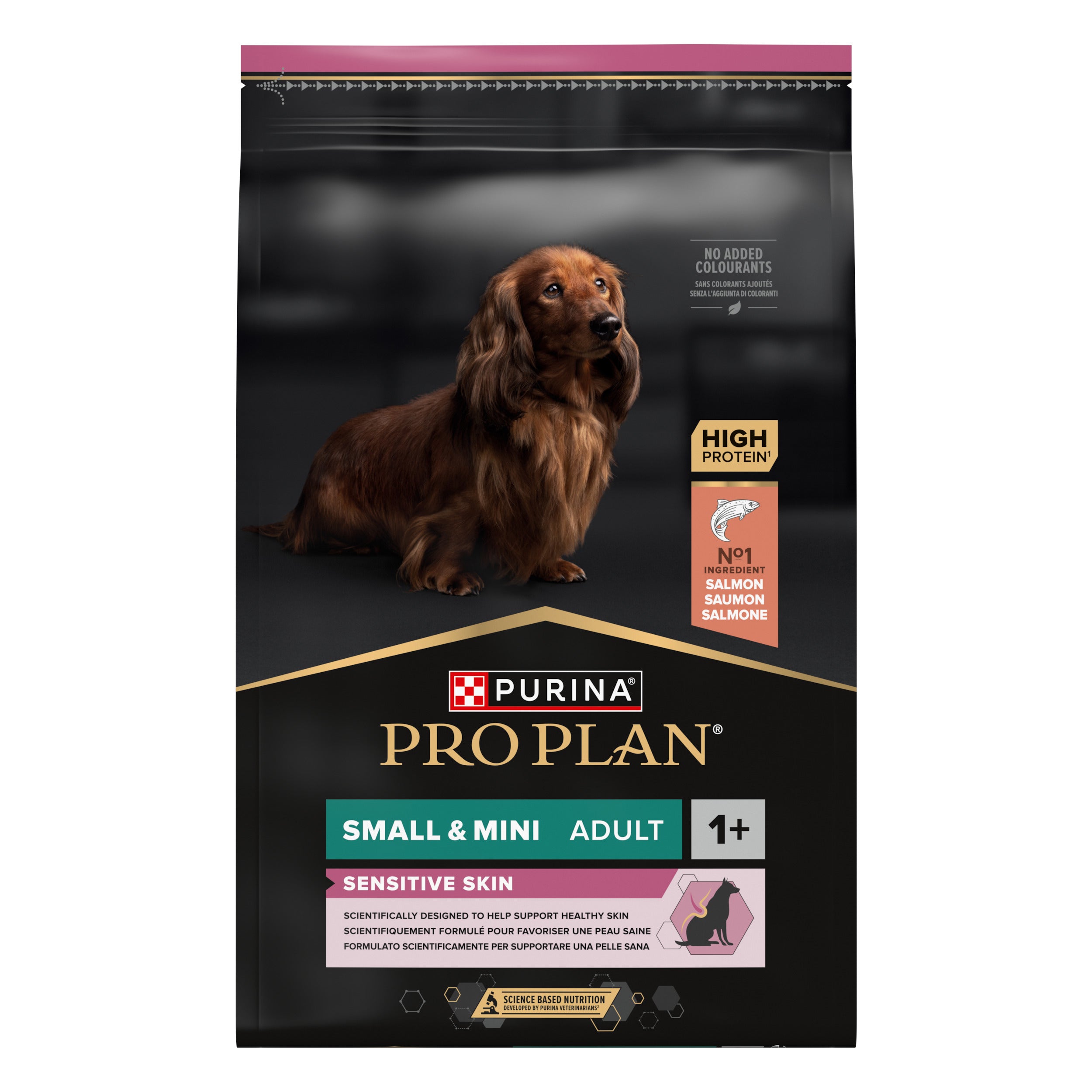PRO PLAN® Sensitive Skin cu Somon, Talie Mică și Foarte Mică