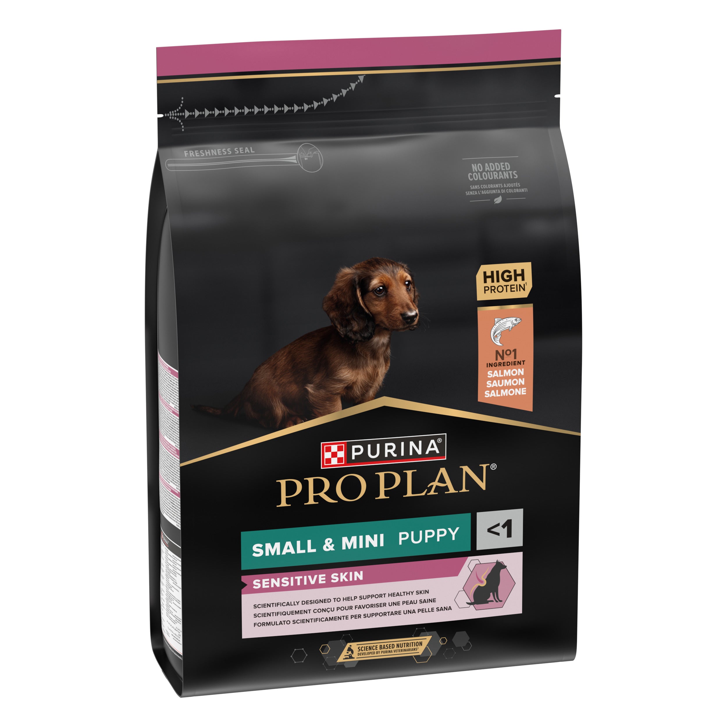 PRO PLAN® Sensitive Skin Puppy cu Somon, Talie Mică și Foarte Mică 3kg