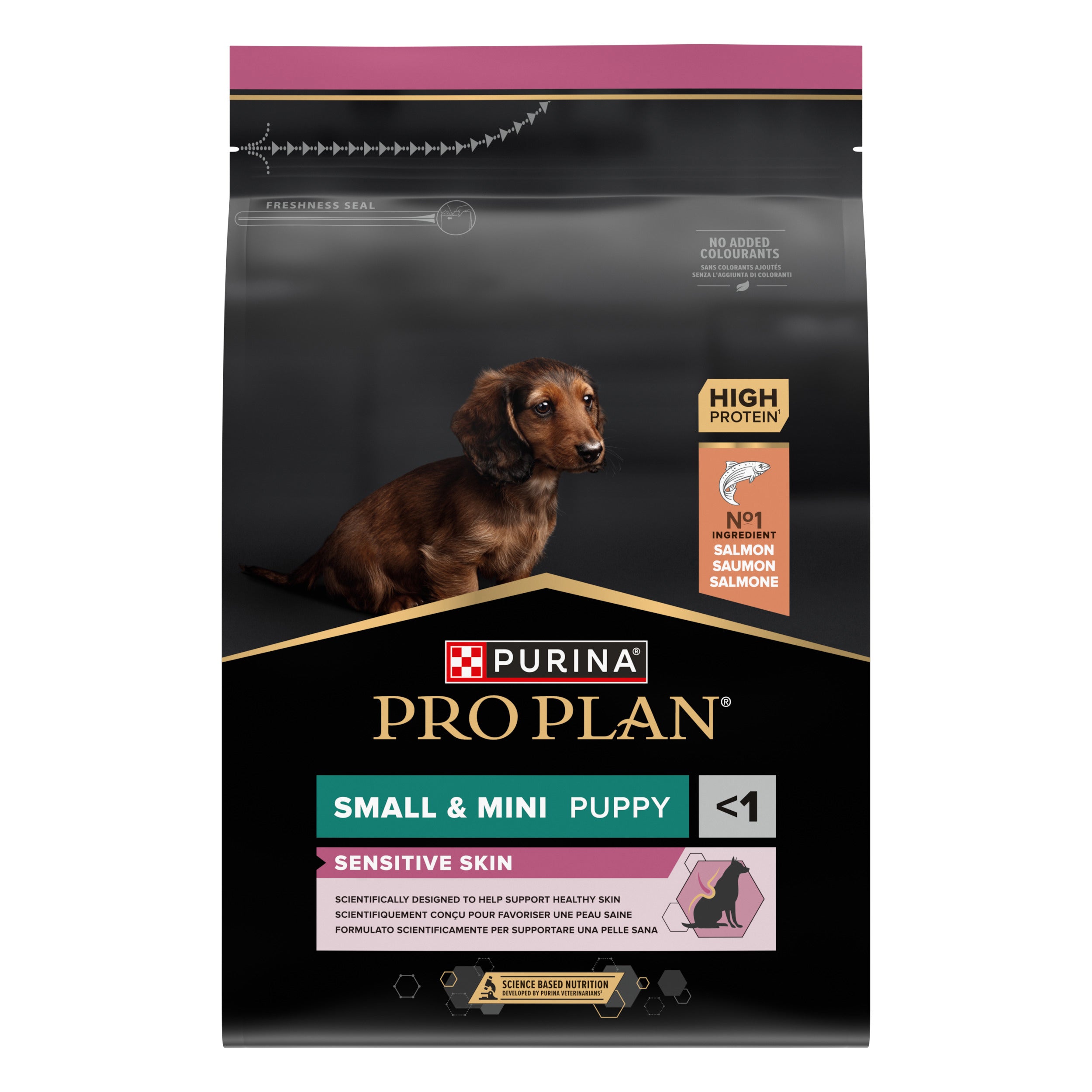 PRO PLAN® Sensitive Skin Puppy cu Somon, Talie Mică și Foarte Mică 3kg
