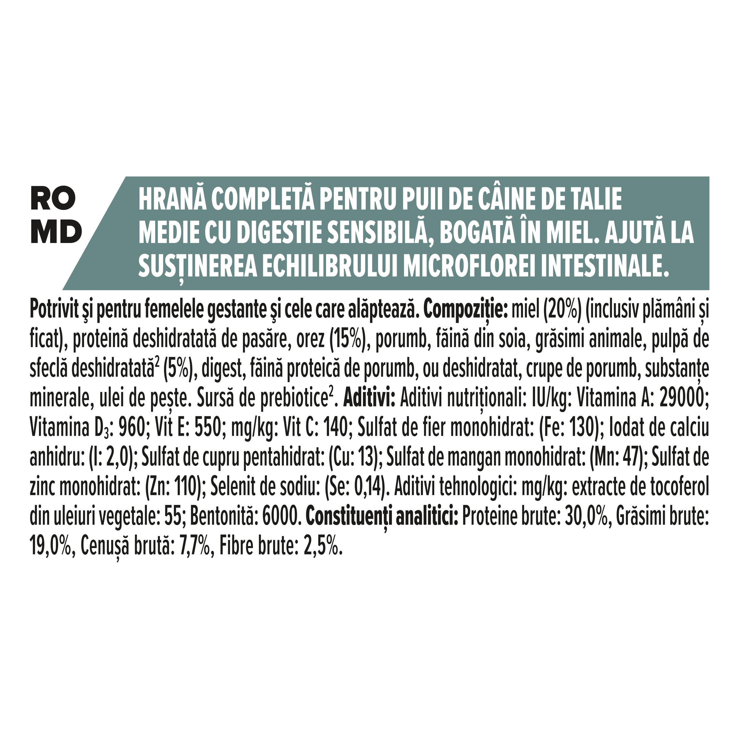 PRO PLAN® Sensitive Digestion Puppy cu Miel, Talie Medie 12kg