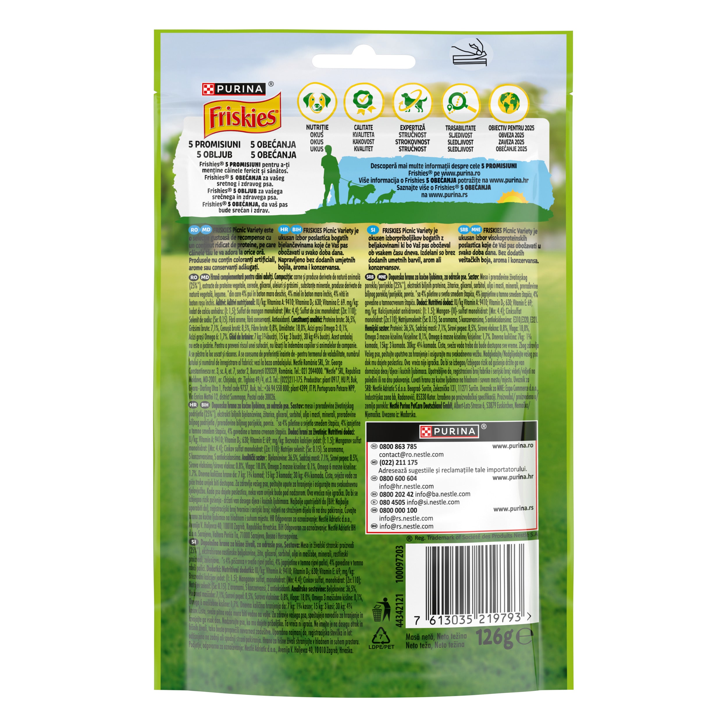 Friskies Picnic Variety – Recompense cu Vită, Pui și Miel (126 g)