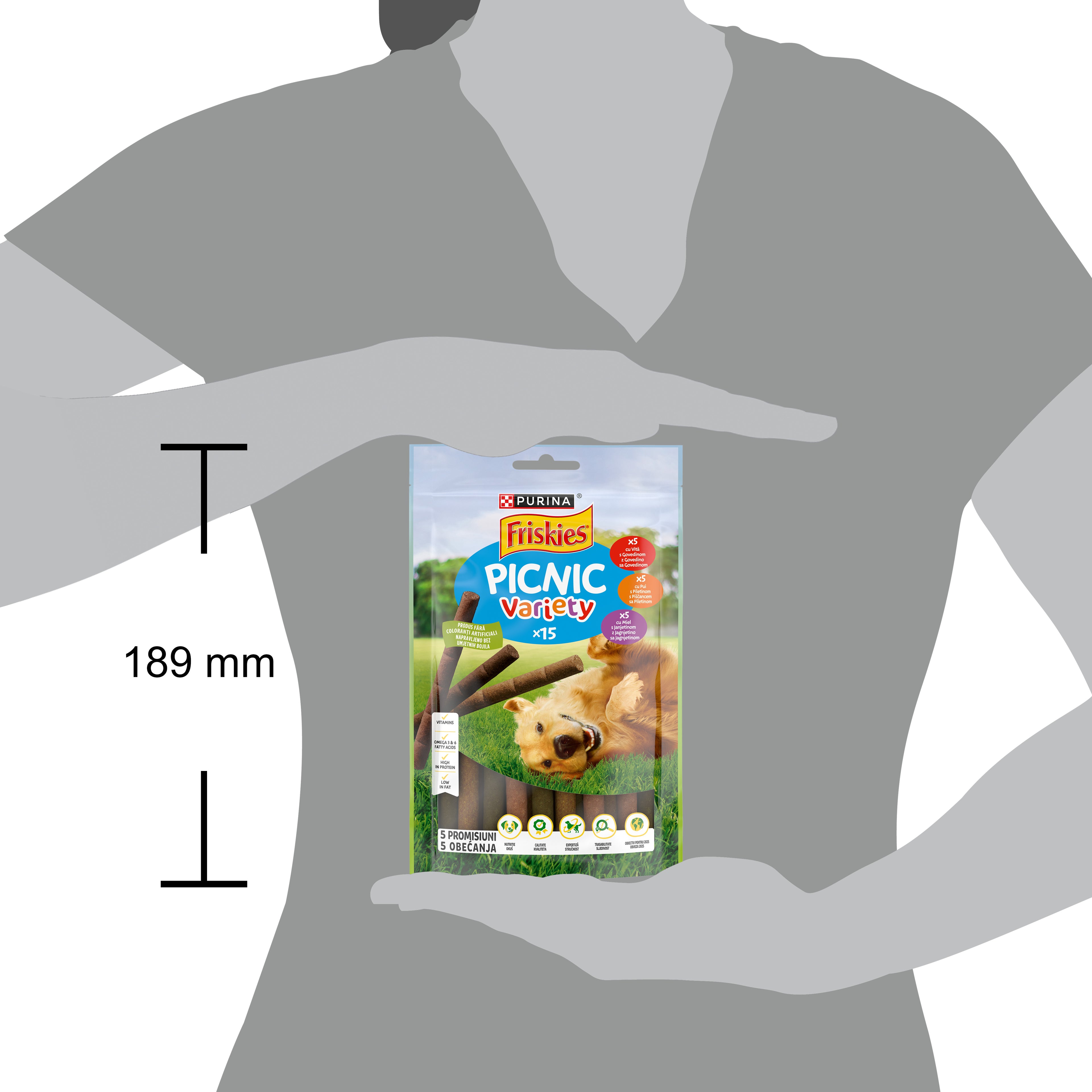 Friskies Picnic Variety – Recompense cu Vită, Pui și Miel (126 g)