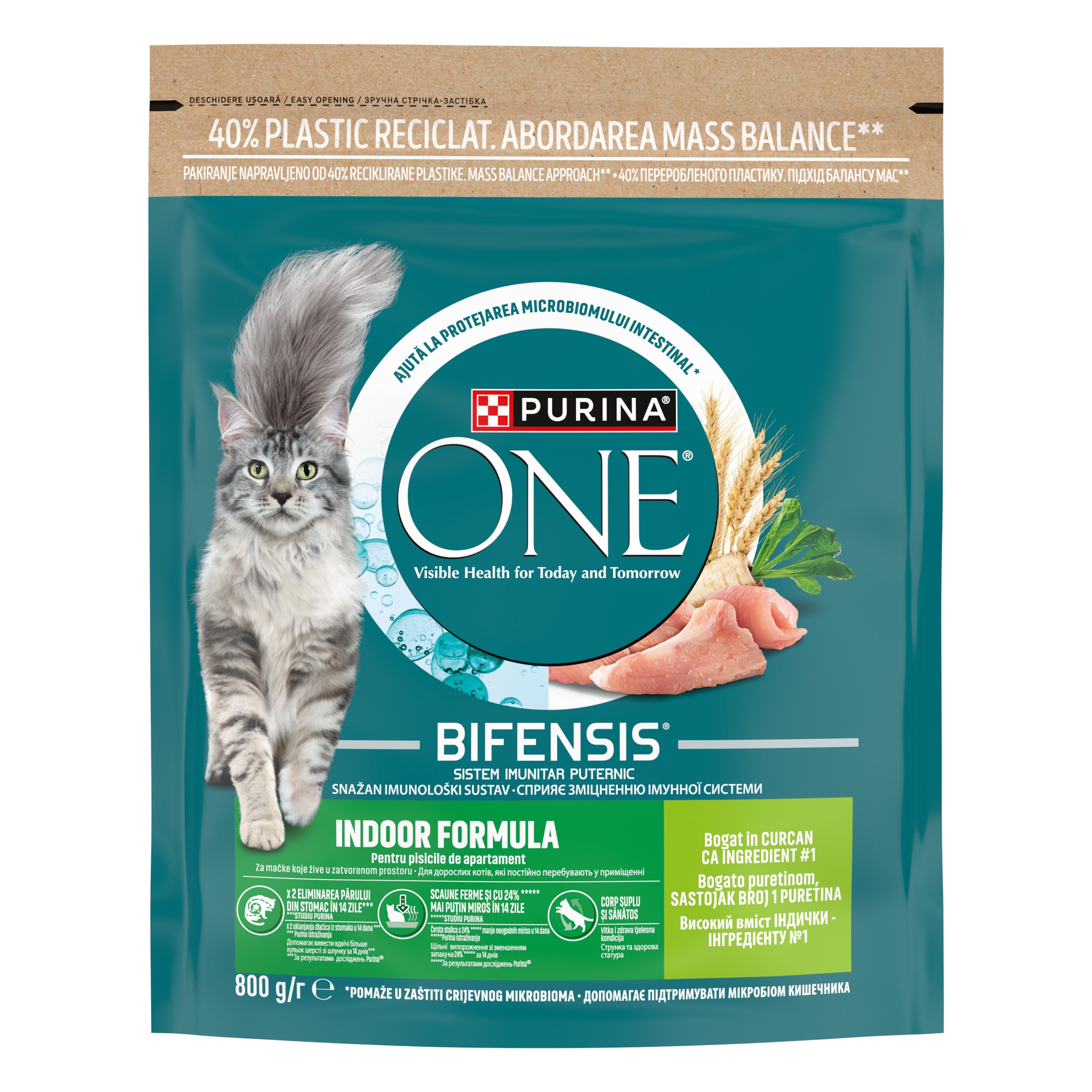 PURINA ONE® INDOOR cu Curcan și Cereale Integrale