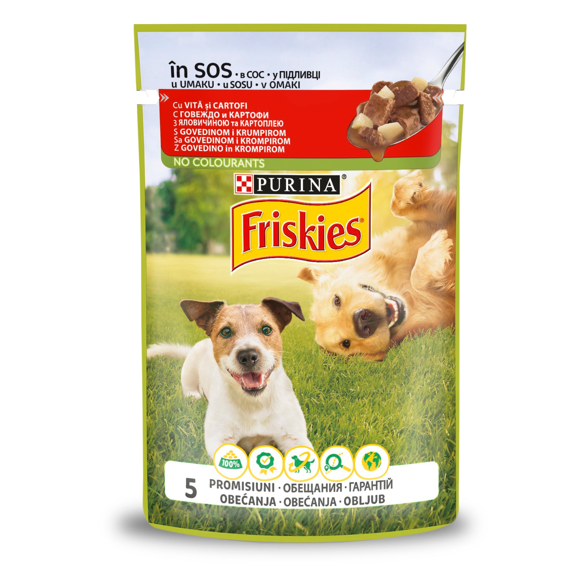Friskies Adult cu Vită & Cartofi – Hrană umedă pentru câini adulți (100 g)