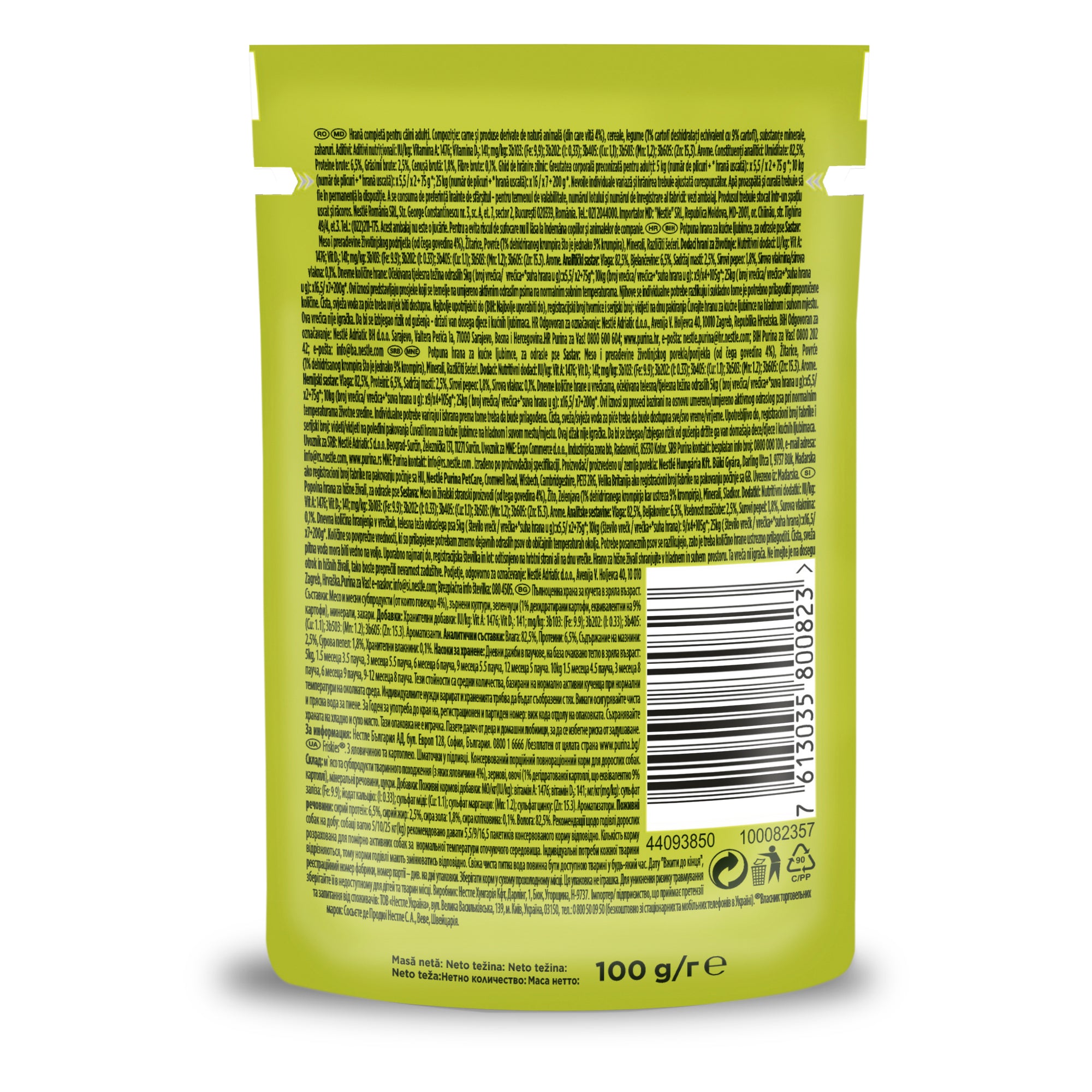 Friskies Adult cu Vită & Cartofi – Hrană umedă pentru câini adulți (100 g)