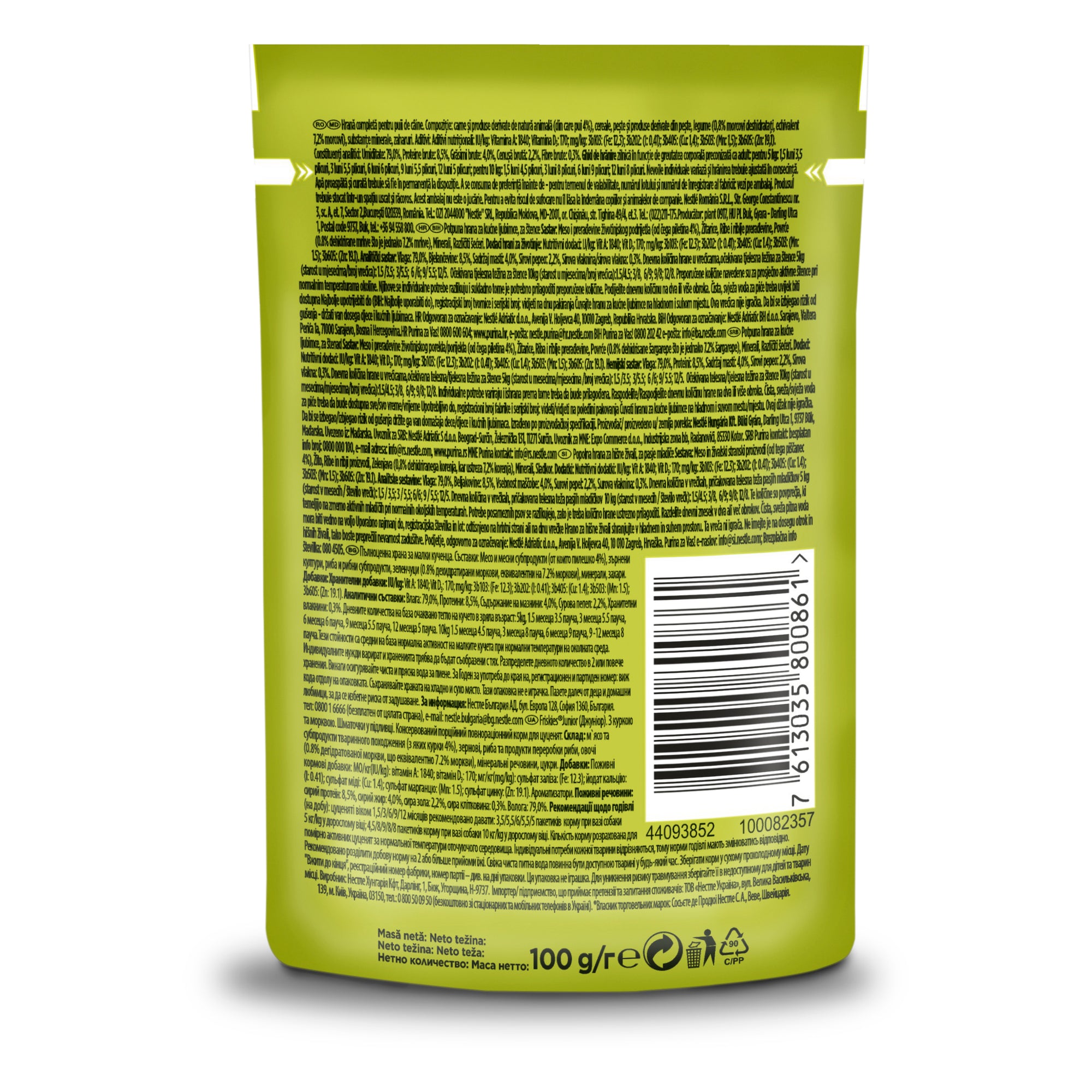 Friskies Junior cu Pui & Morcovi – Hrană umedă pentru cățeluși (100 g)