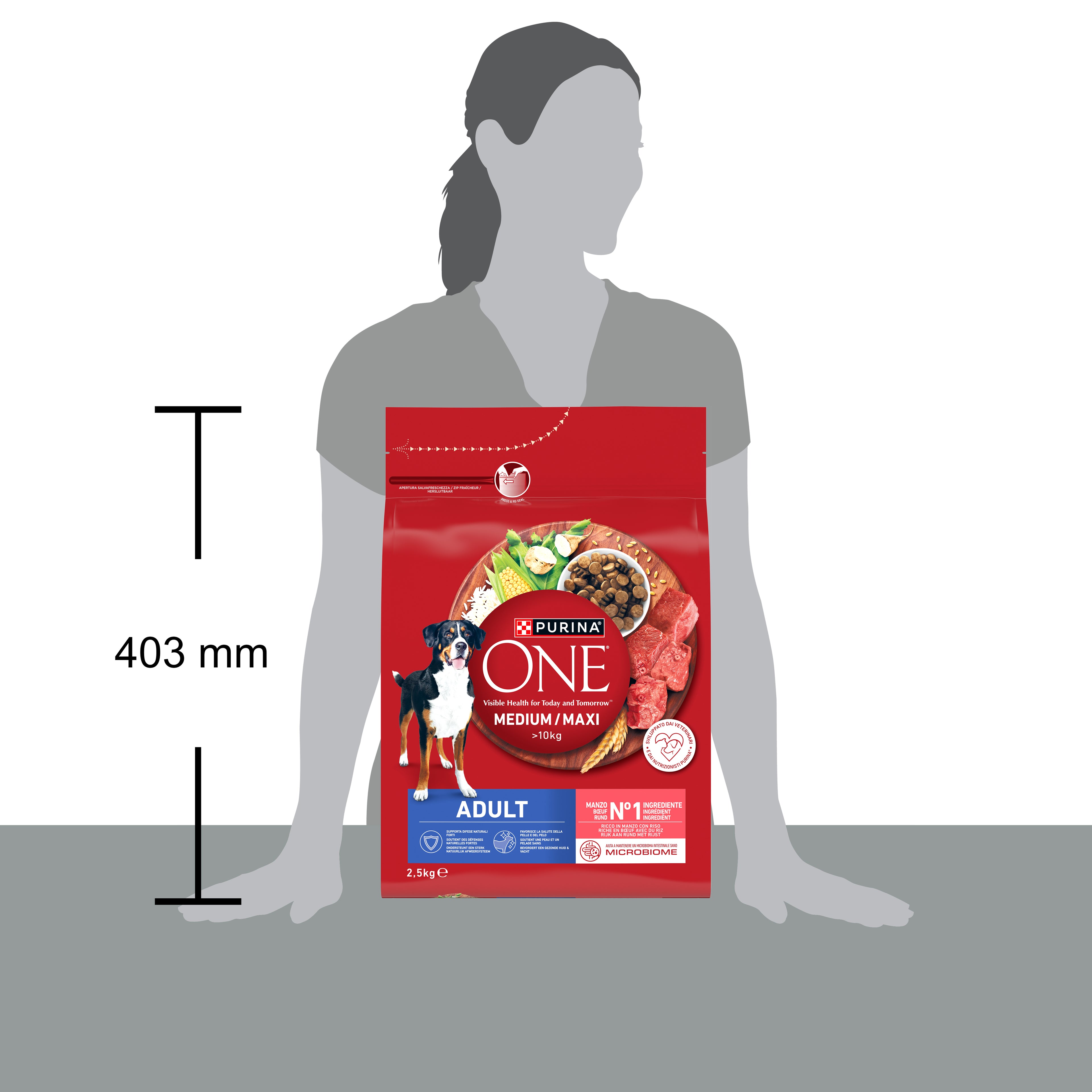 PURINA ONE® Medium/Maxi Adult cu Vită & Orez – 2,5kg