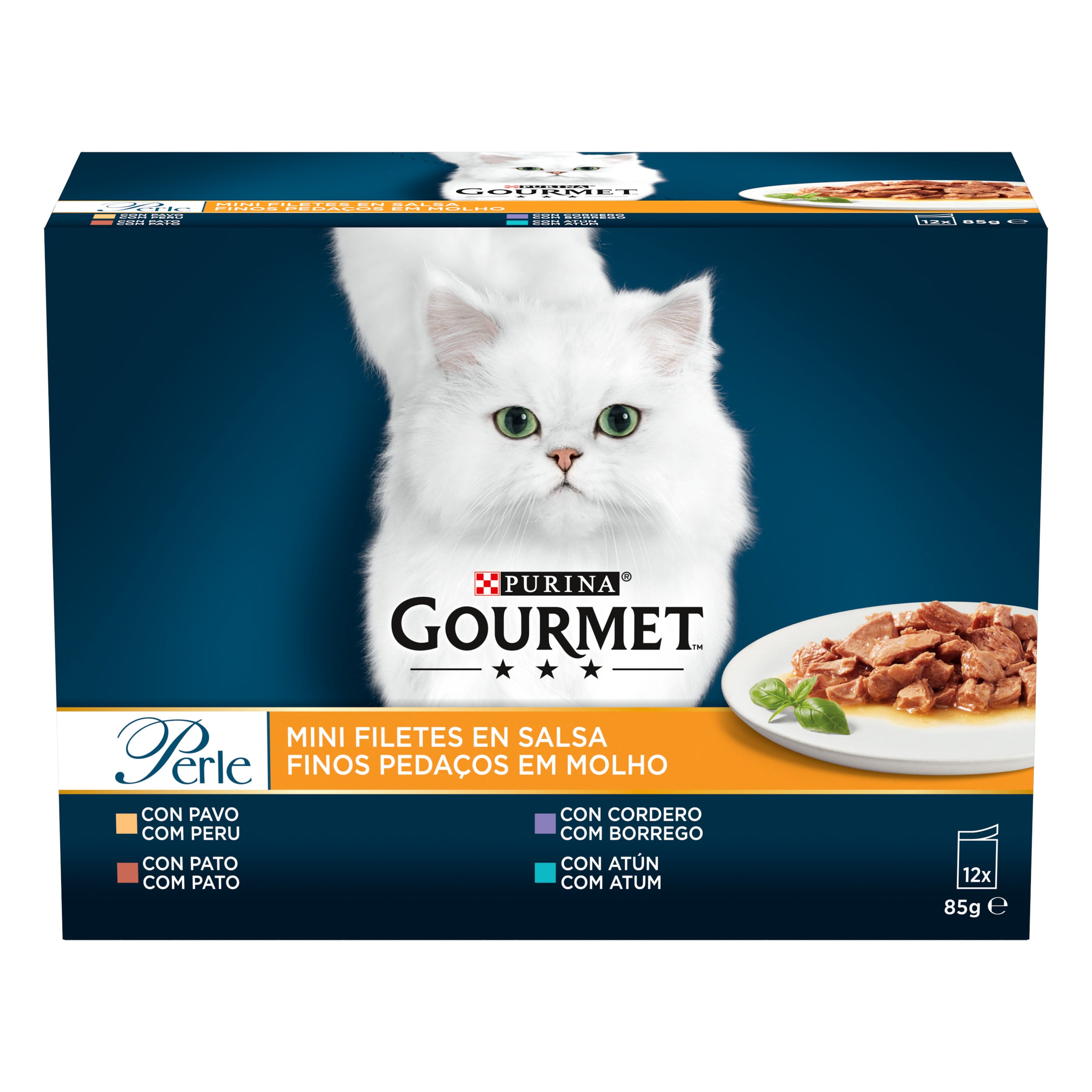 Gourmet Perle – Mini Fileuri Curcan, Rață, Miel & Ton (12x85g)