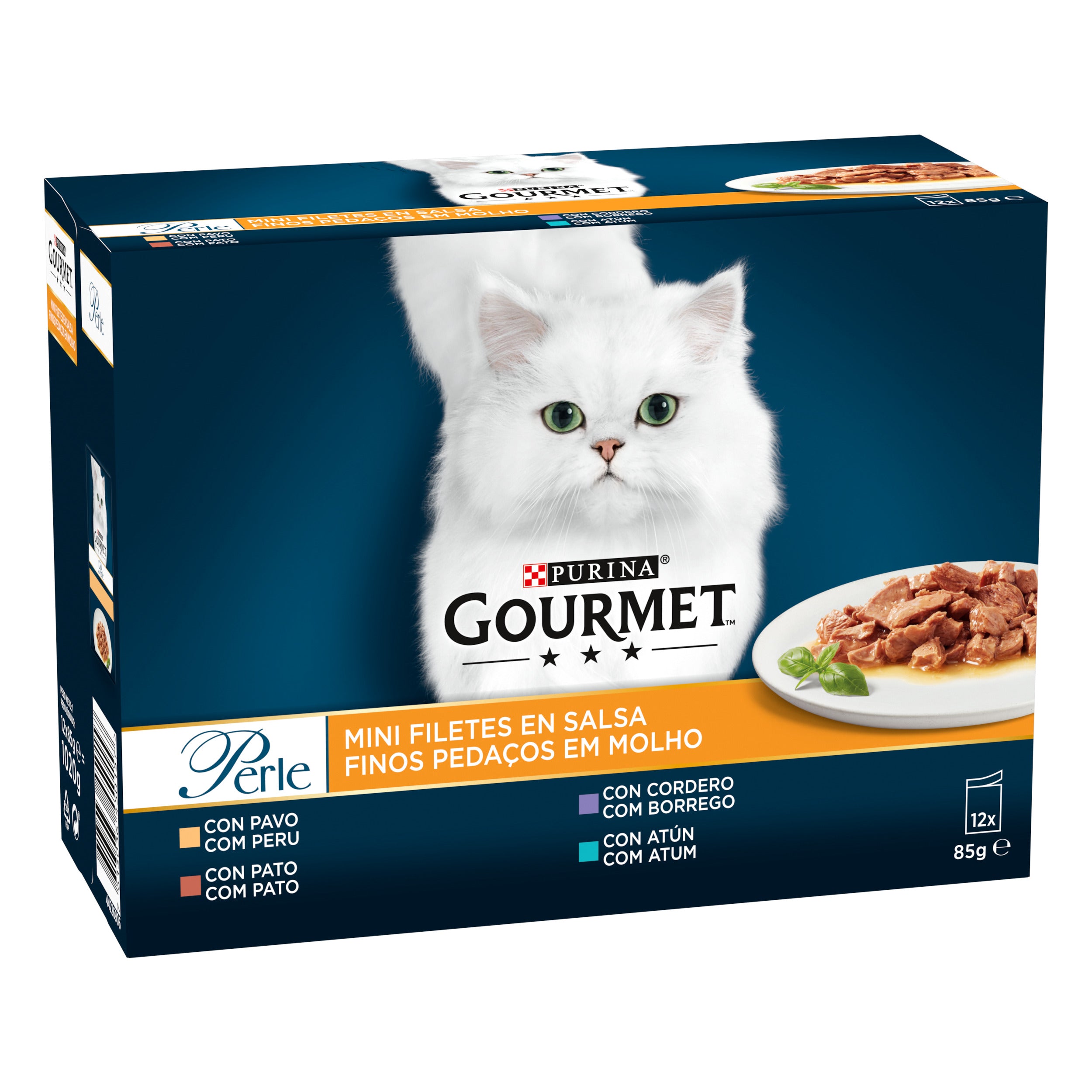 Gourmet Perle – Mini Fileuri Curcan, Rață, Miel & Ton (12x85g)
