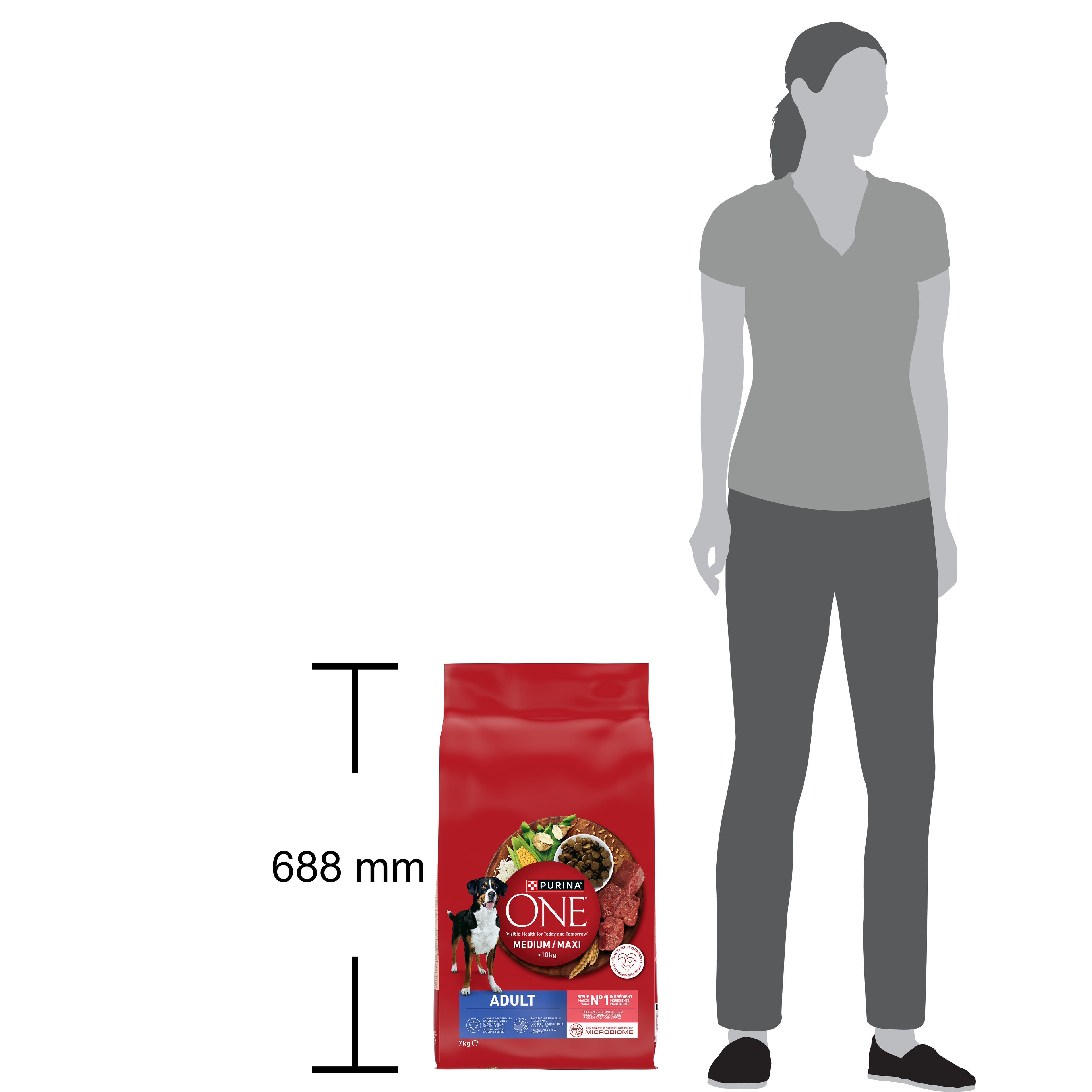 PURINA ONE® Adult Vită & Orez – Câini Medii/Mari, 7kg
