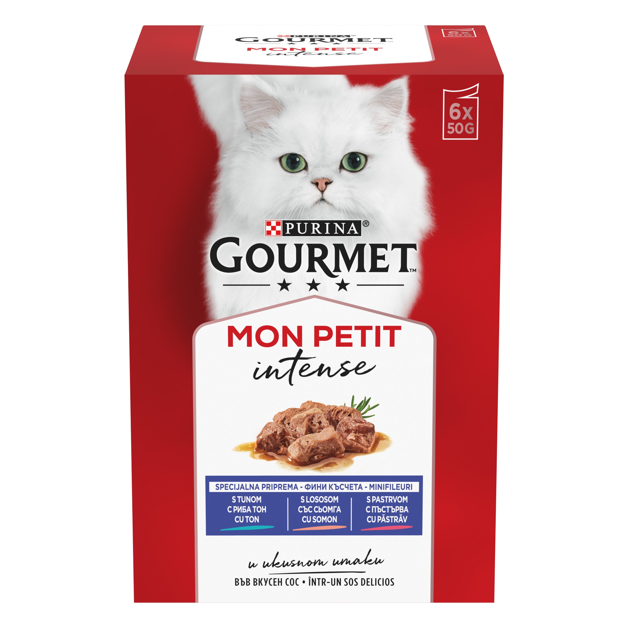 GOURMET® MON PETIT cu Ton, Somon și Păstrăv – 6x50g