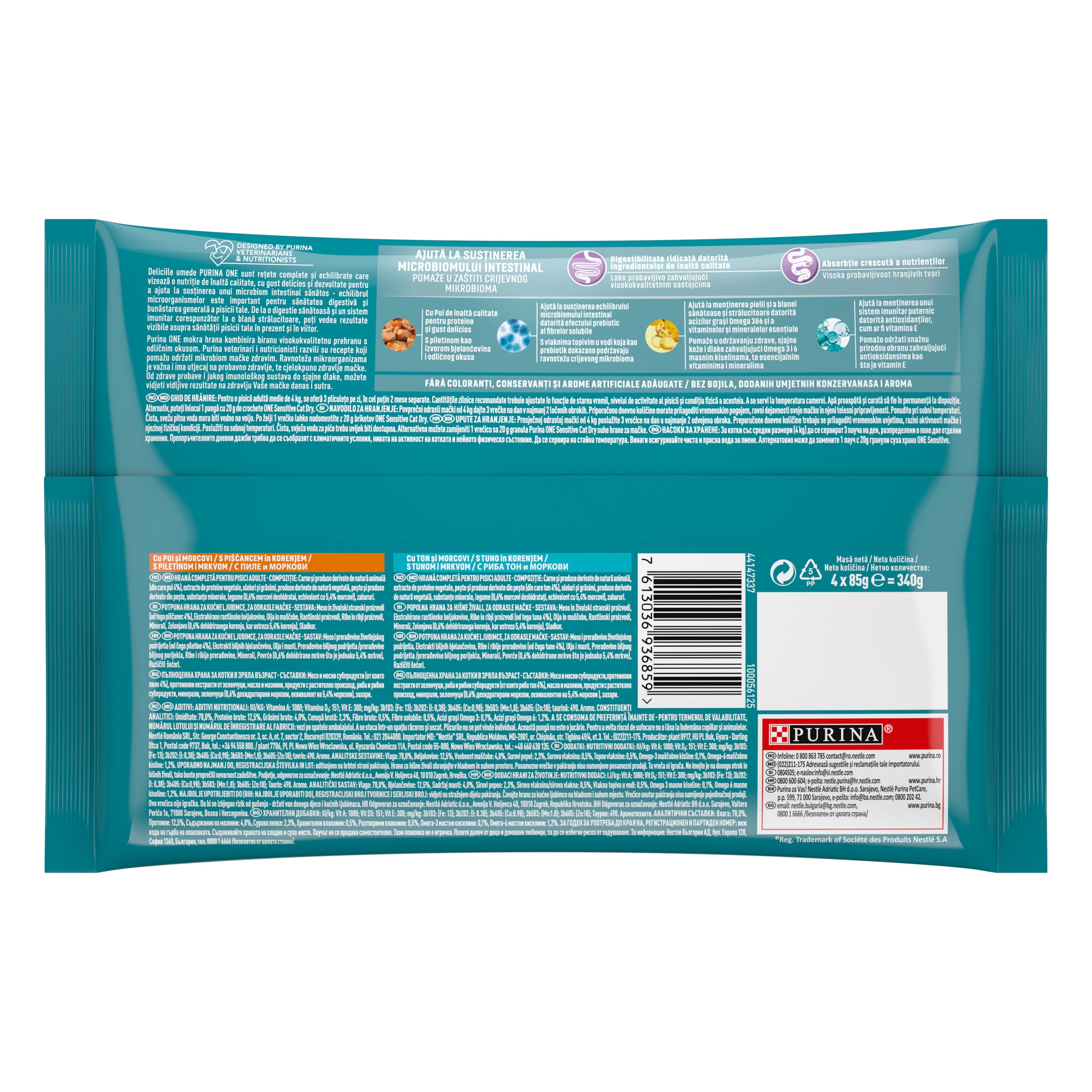 PURINA ONE® SENSITIVE cu Pui & Ton – 4x85g