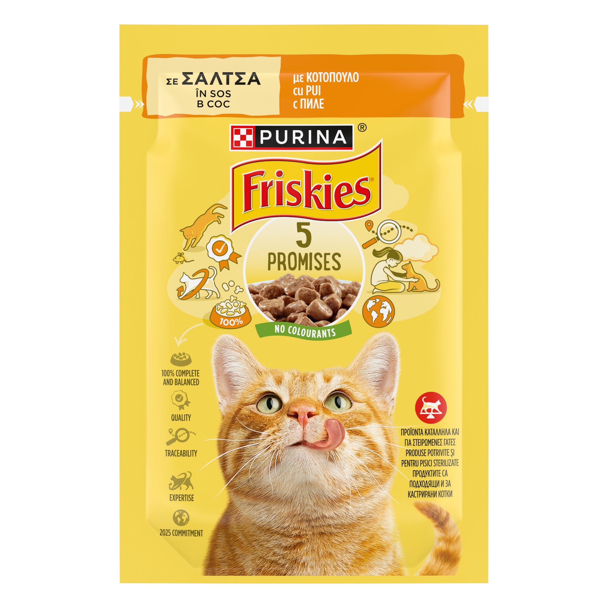 Friskies Adult cu Pui în Sos – Hrană umedă pentru pisici adulte (85g)