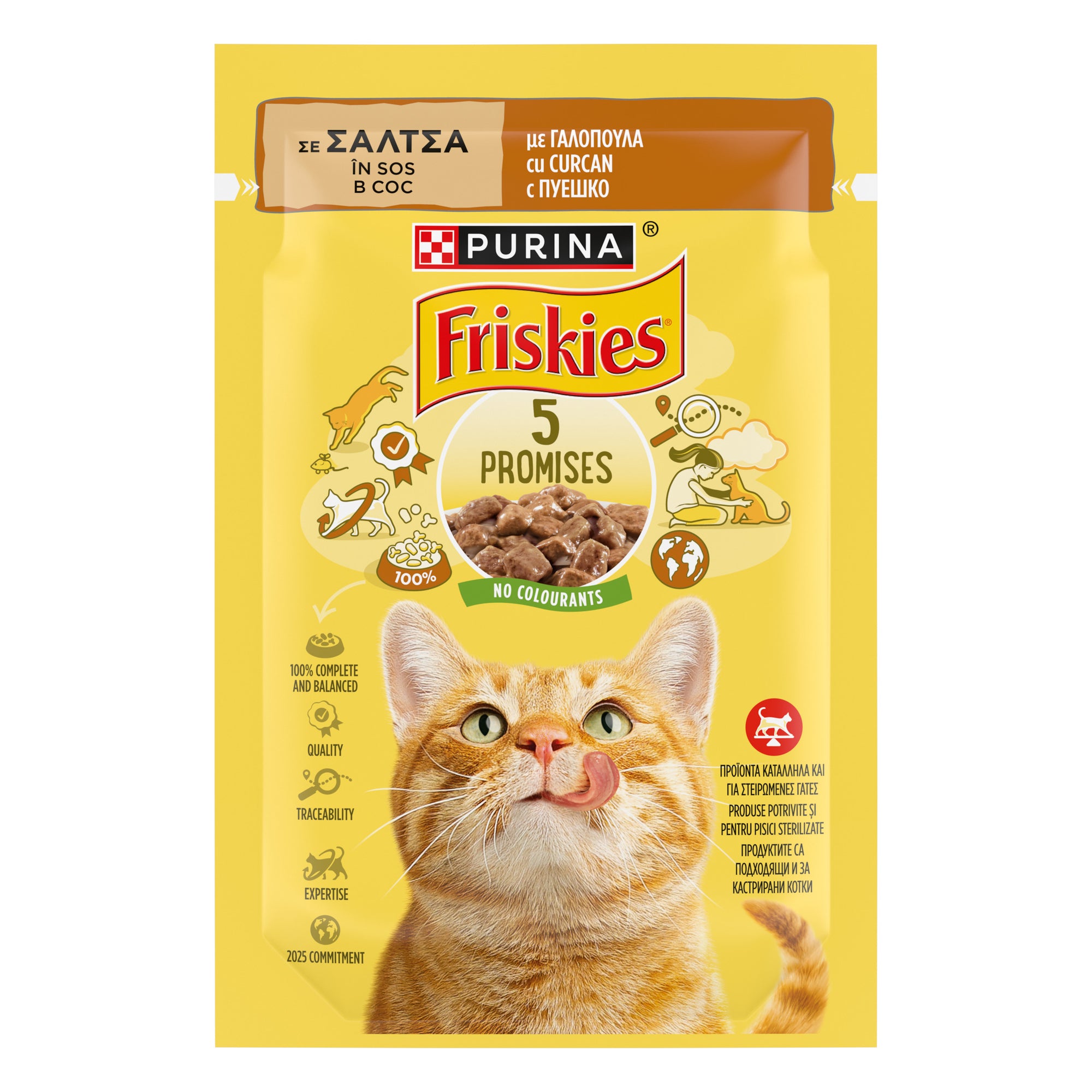Friskies Adult cu Curcan în Sos – Hrană umedă pentru pisici adulte (85g)