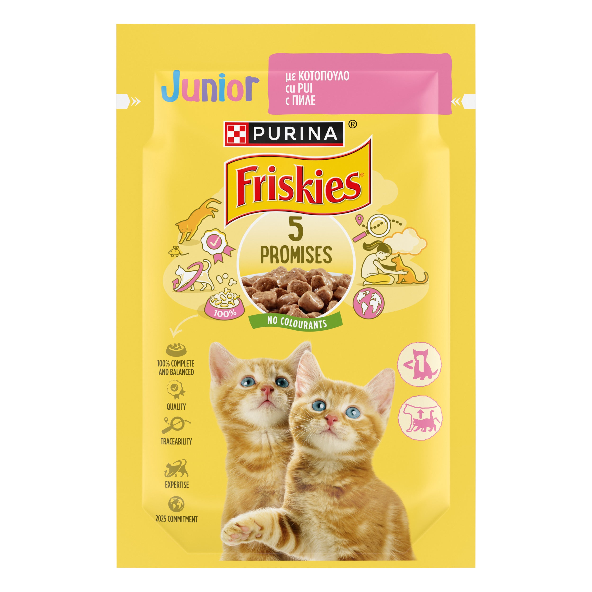 Friskies Junior cu Pui în sos – Hrană umedă pentru pui de pisică (85g)