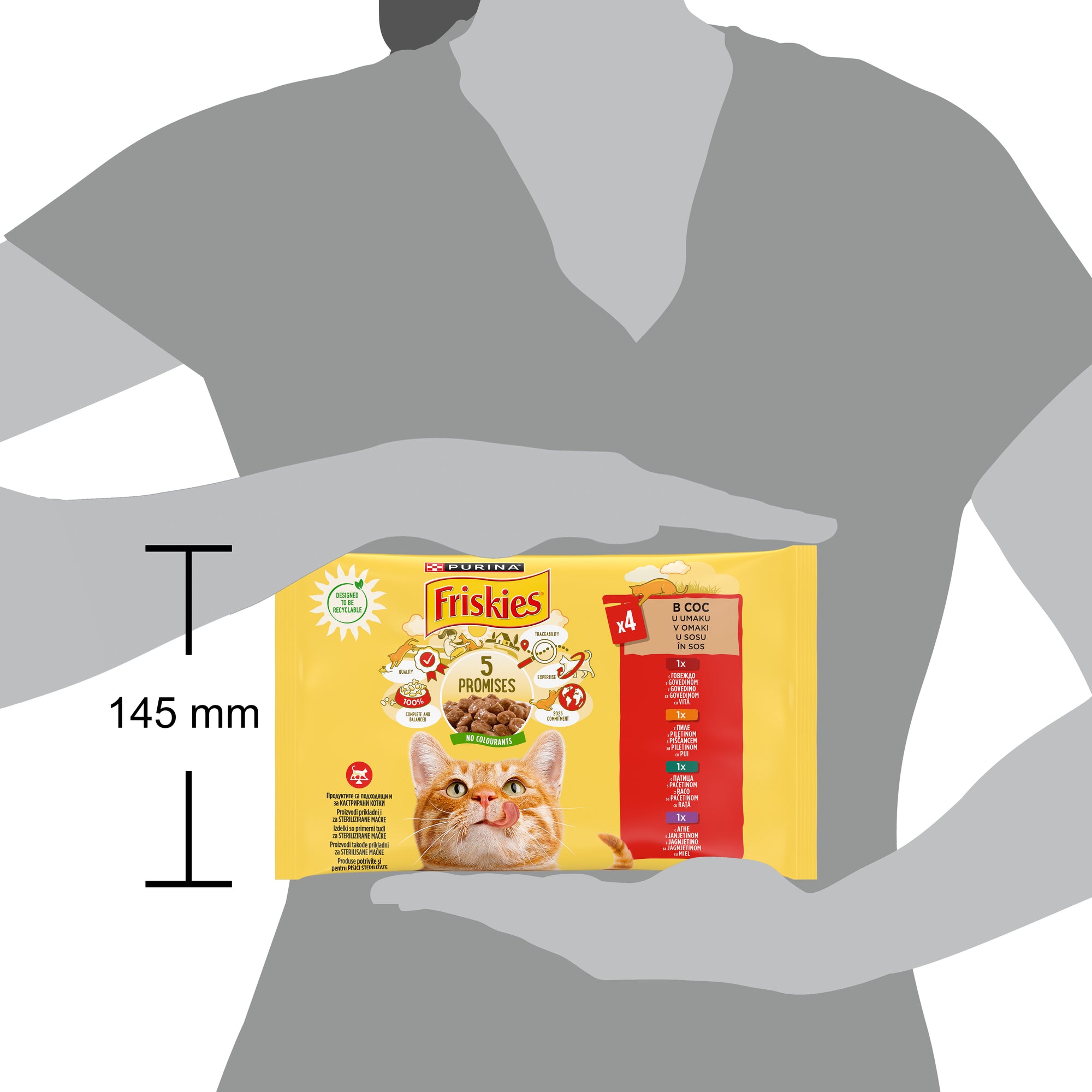 Friskies Adult Pui, Vită, Miel & Rață în sos – 4x85g