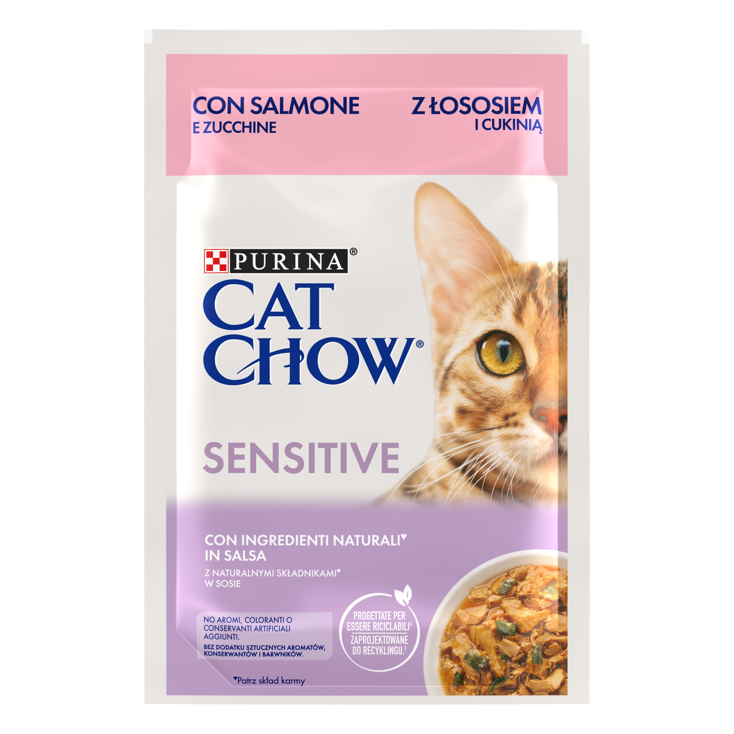 Purina Cat Chow Sensitive cu Somon & Dovlecei 85g