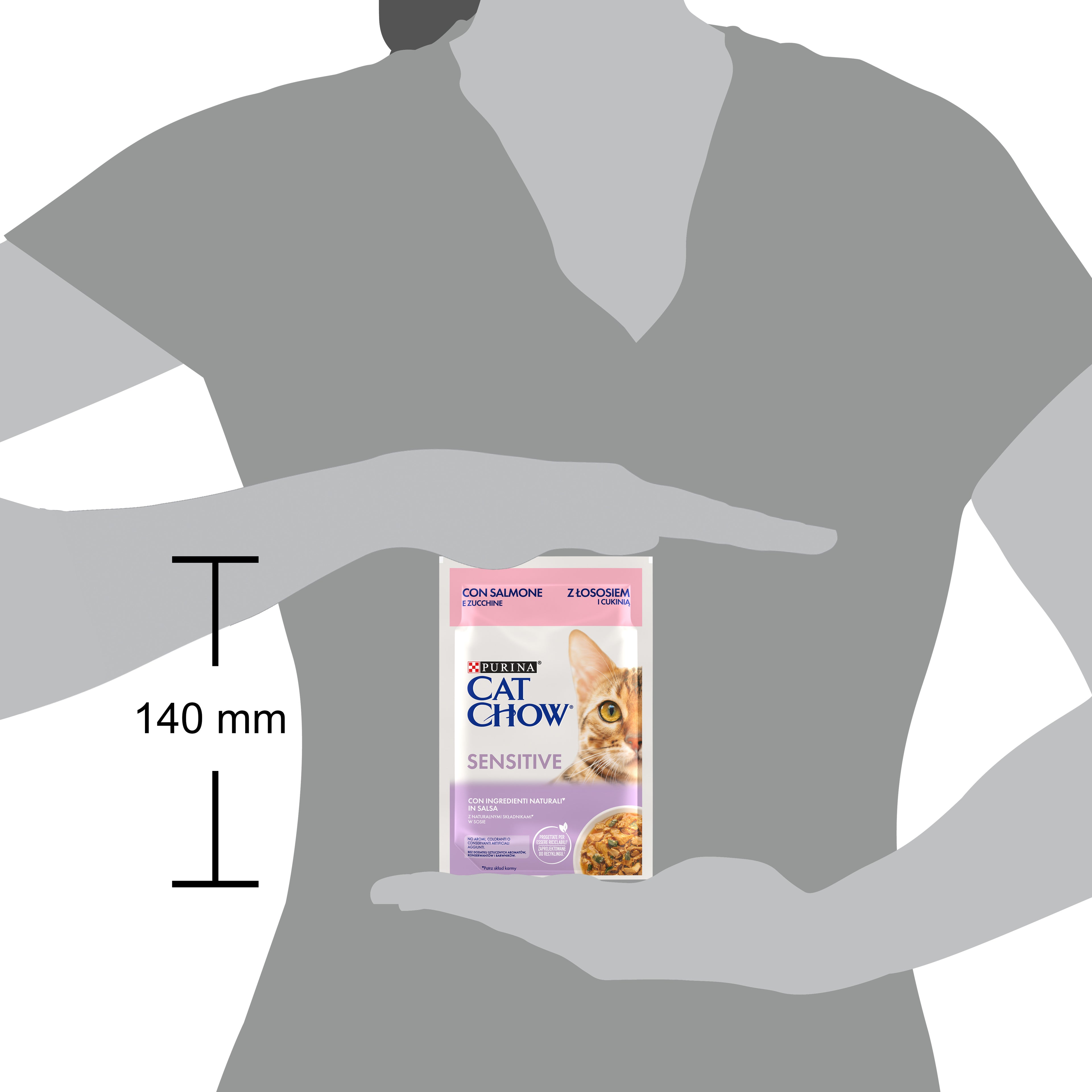 Purina Cat Chow Sensitive cu Somon & Dovlecei 85g