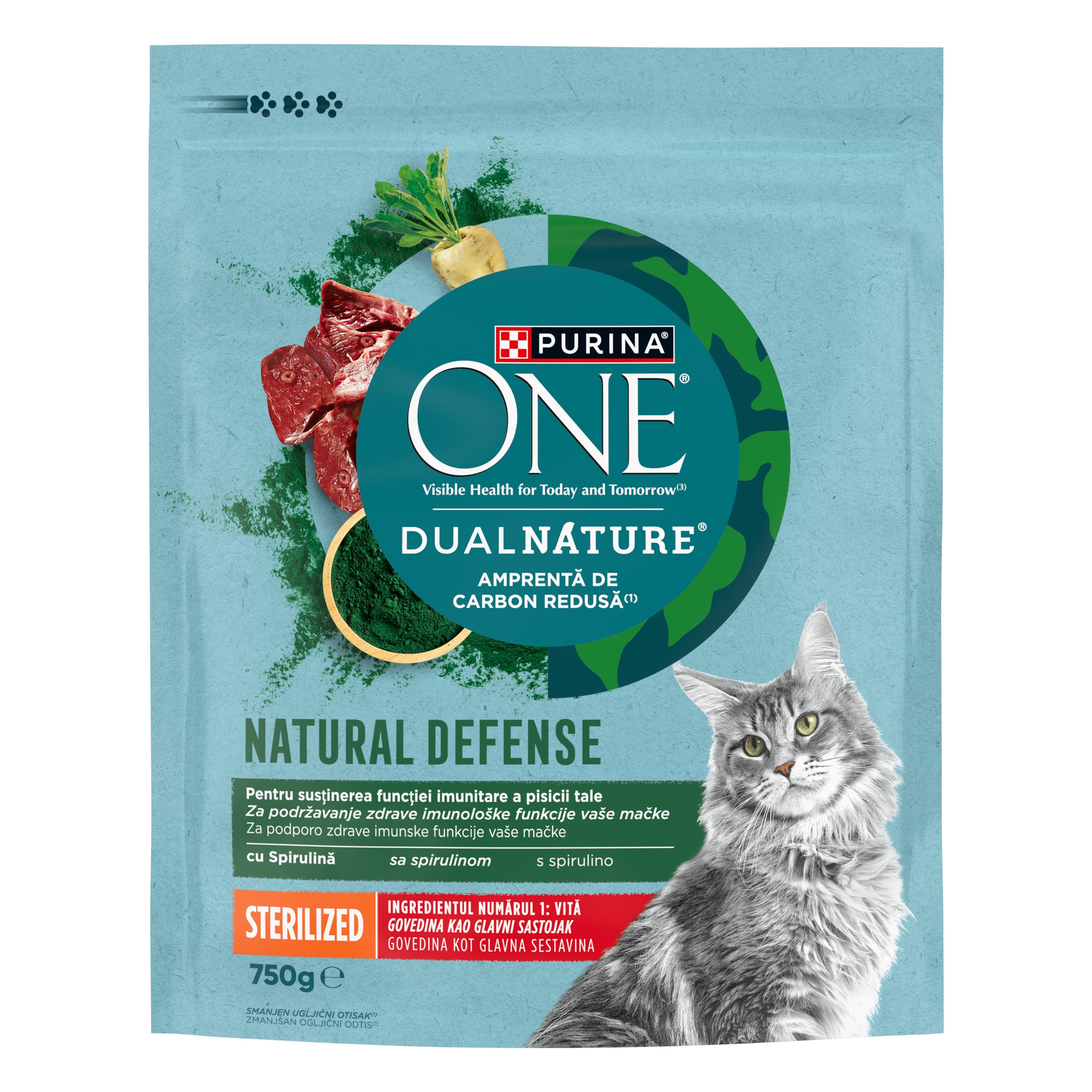 PURINA ONE® DUAL NATURE cu Vită și Spirulină – 750g