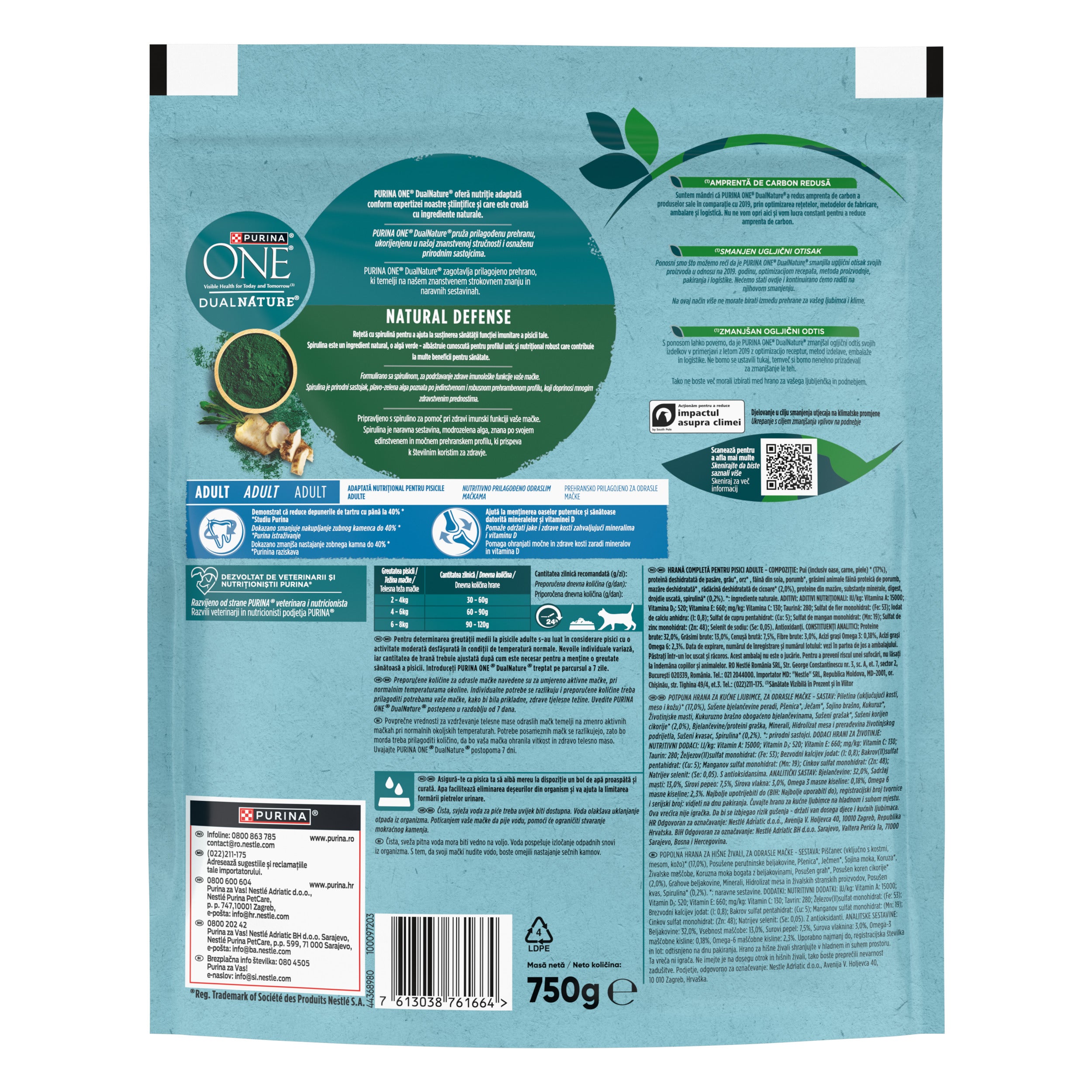PURINA ONE® DUAL NATURE cu Pui și Spirulină – 750g