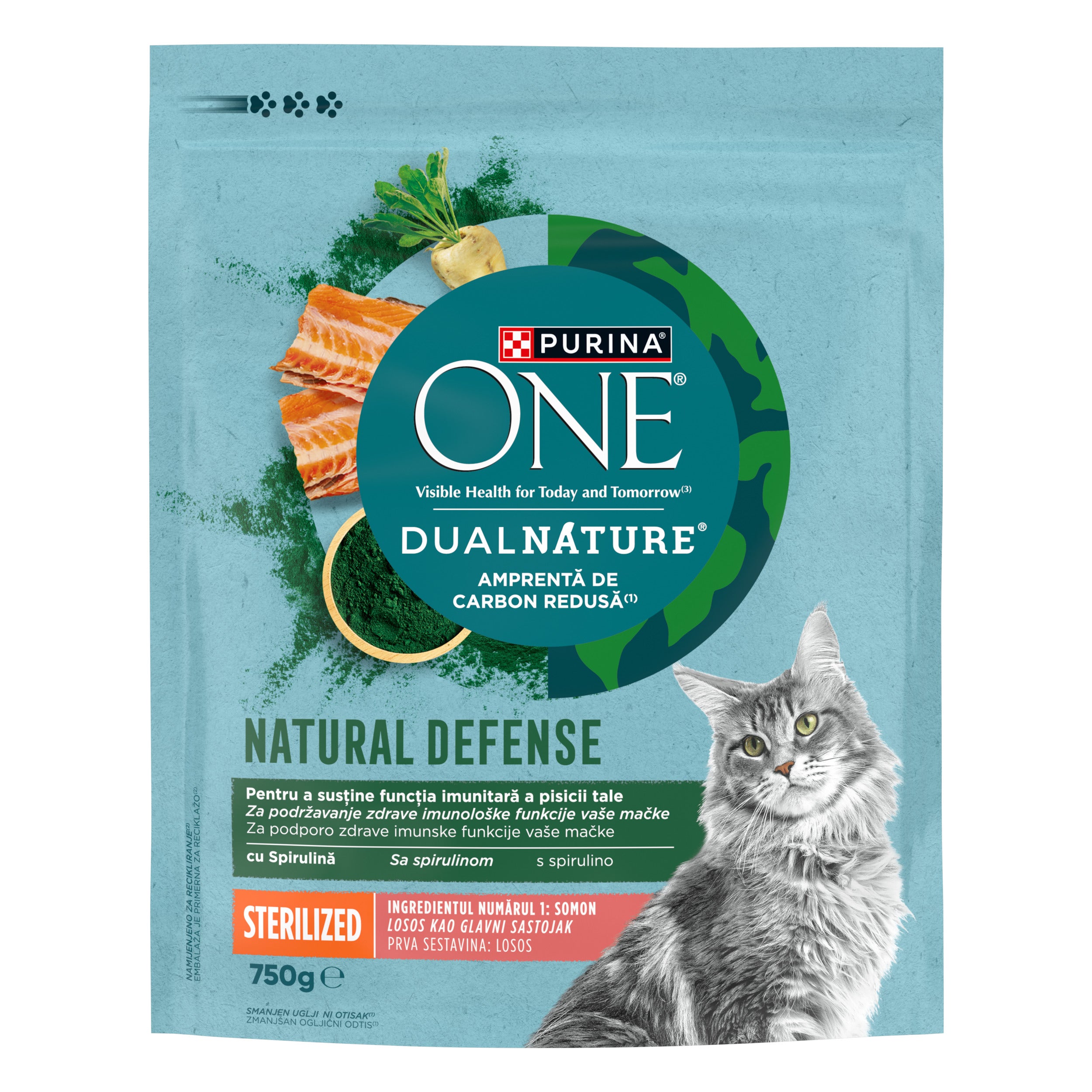 PURINA ONE® DUAL NATURE cu Somon și Spirulină – 750g