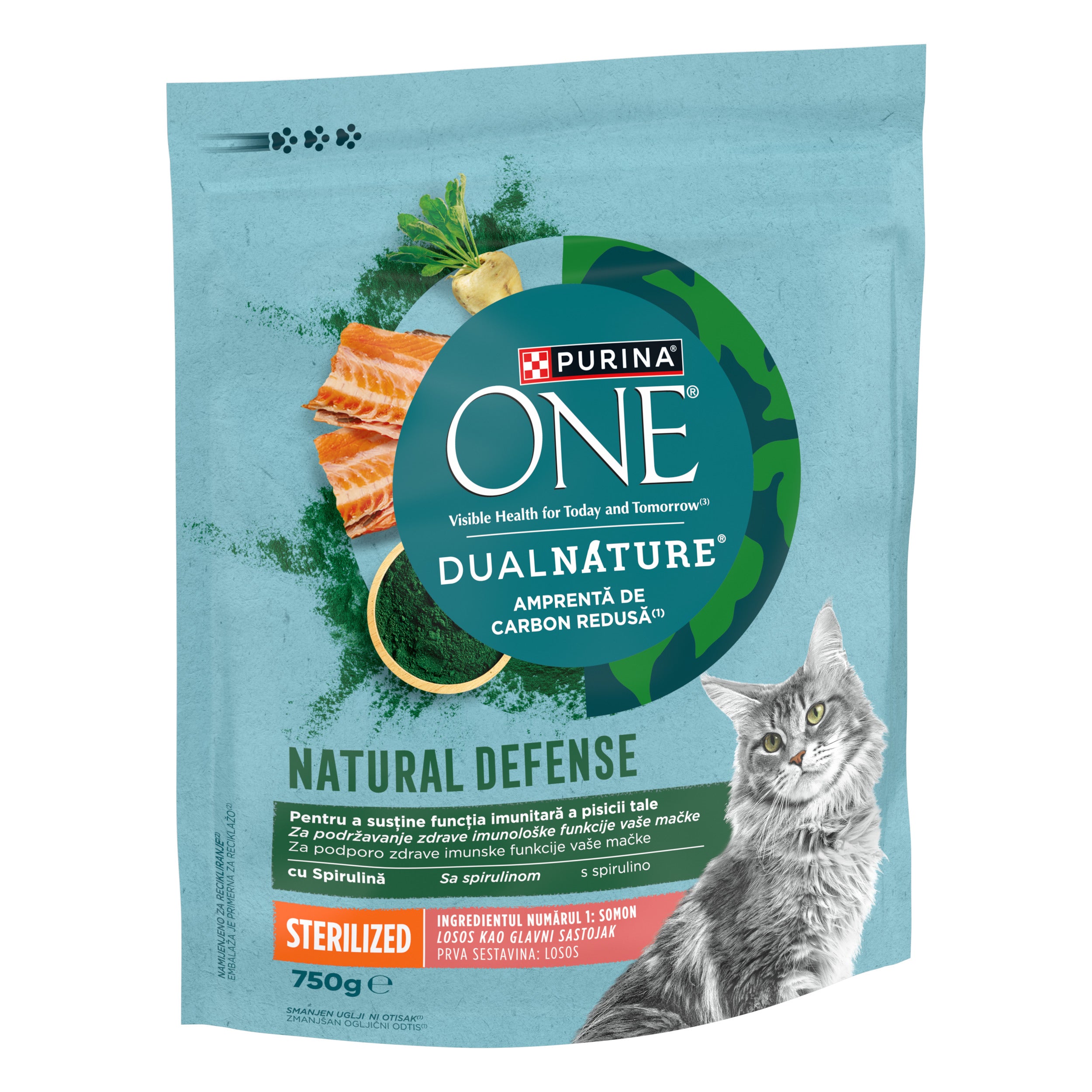 PURINA ONE® DUAL NATURE cu Somon și Spirulină – 750g
