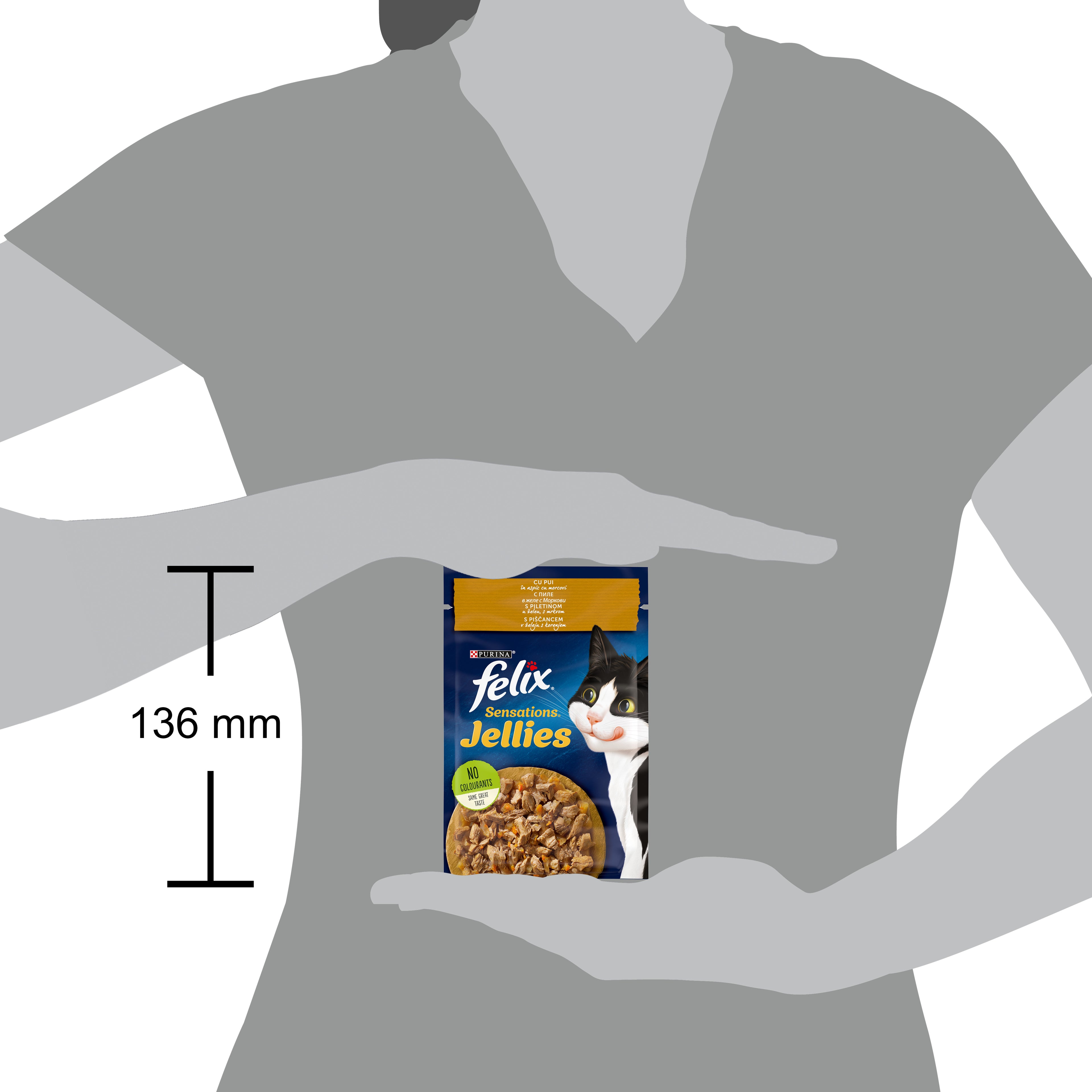 Felix Sensations cu Pui și Morcovi în aspic – Hrană umedă pentru pisici adulte (85g)