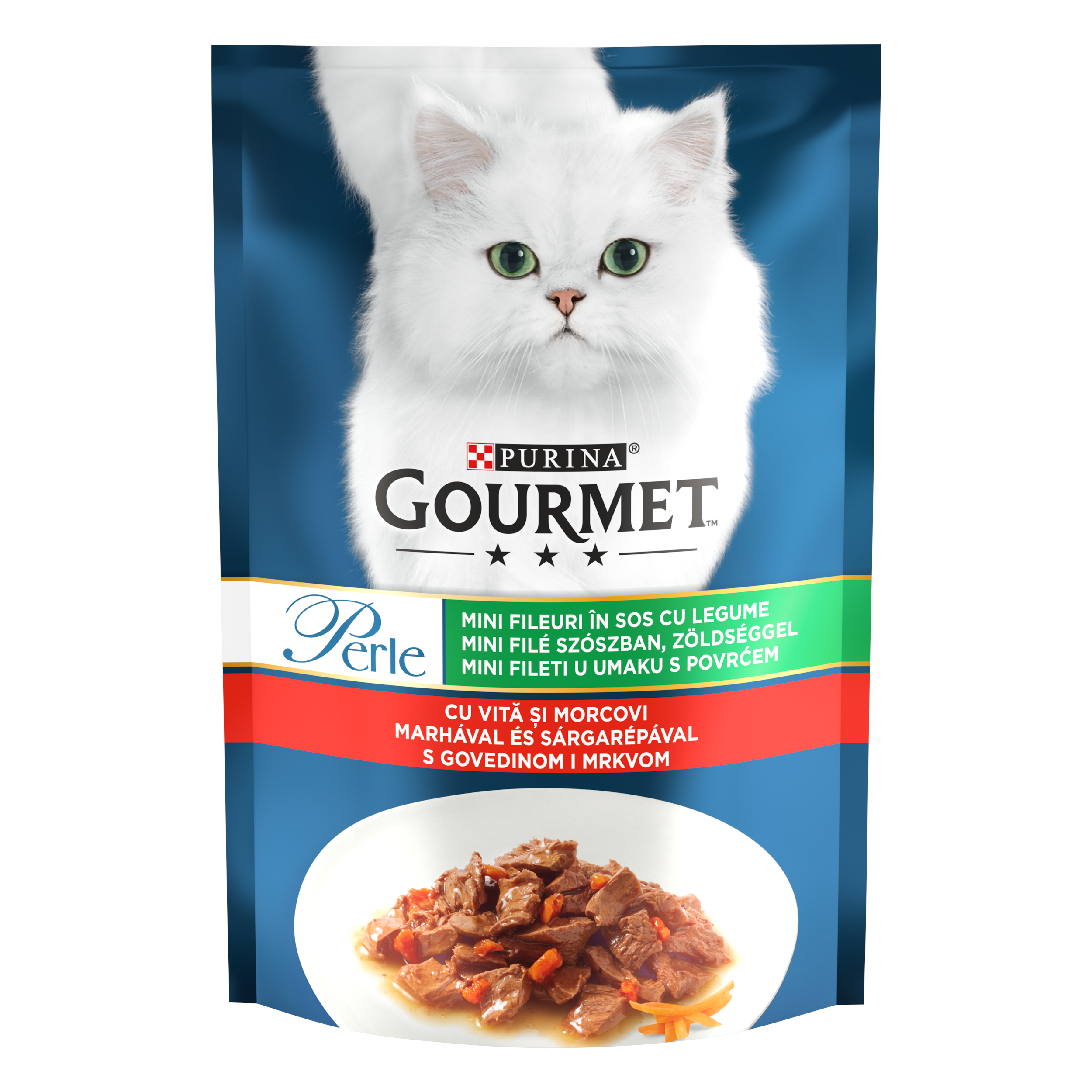 Gourmet Perle – Mini Fileuri cu Vită & Morcovi în sos (85g)