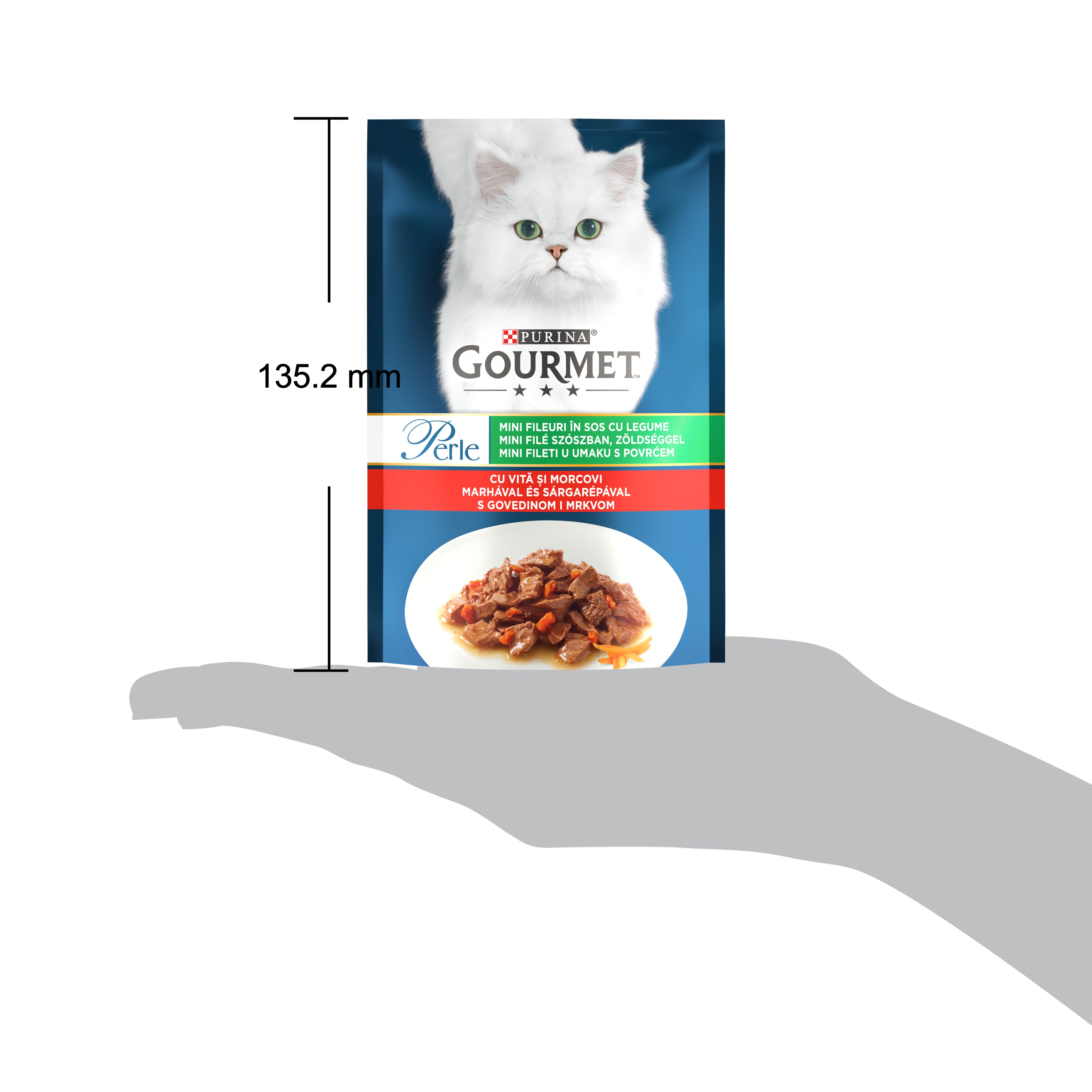 Gourmet Perle – Mini Fileuri cu Vită & Morcovi în sos (85g)