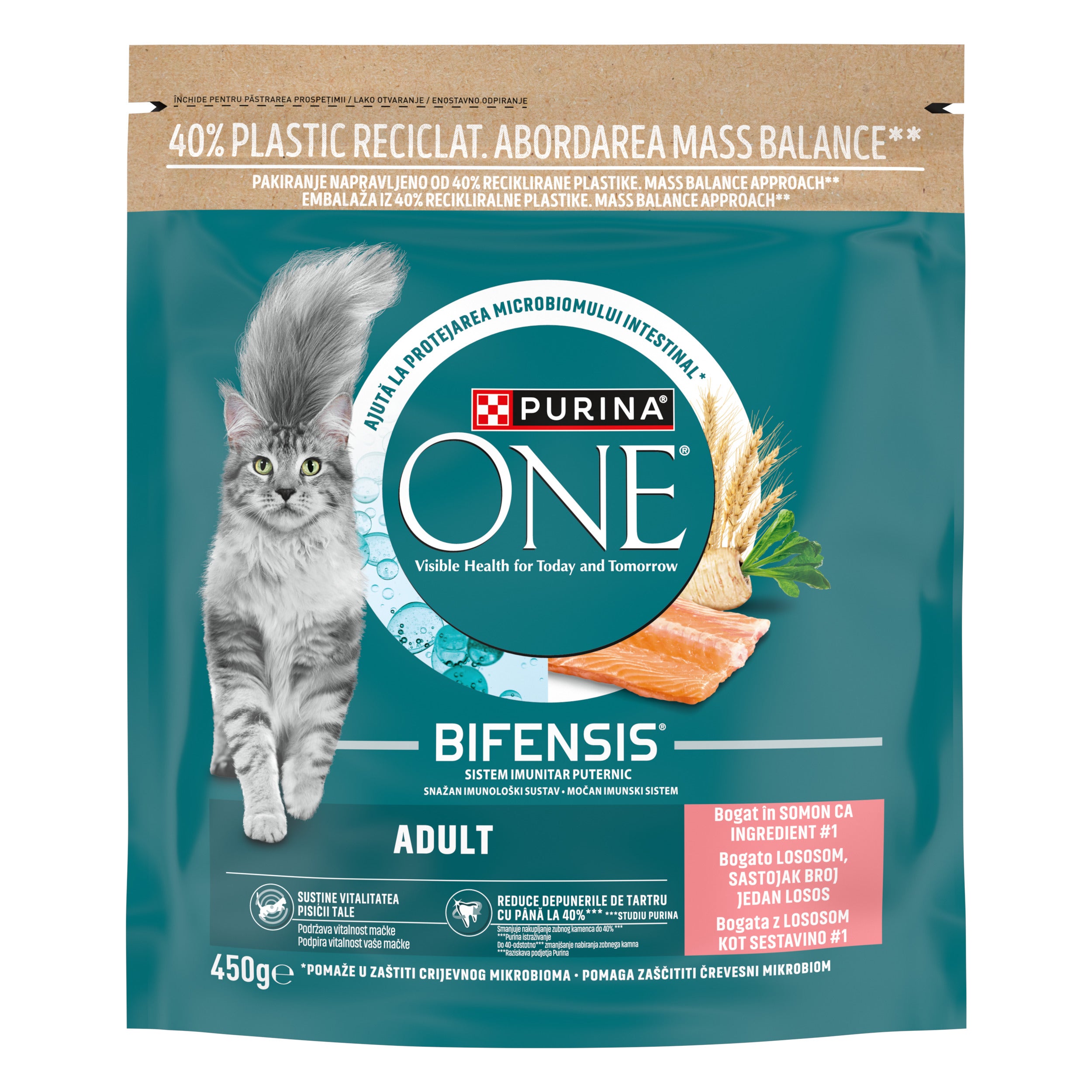 PURINA ONE® ADULT cu Somon și Cereale Integrale