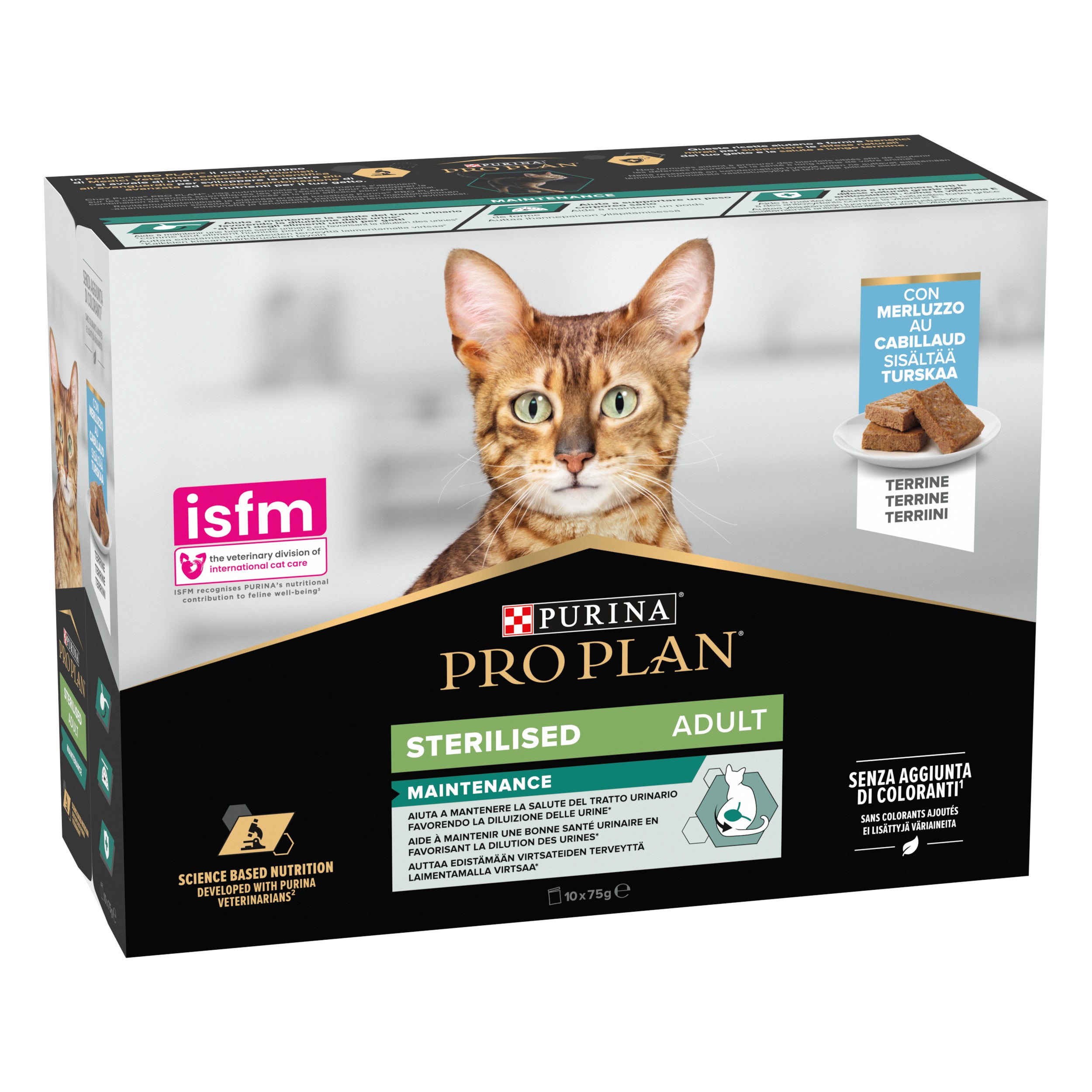 PRO PLAN® Sterilised Maintenance, Terină cu Cod, 10 x 75g